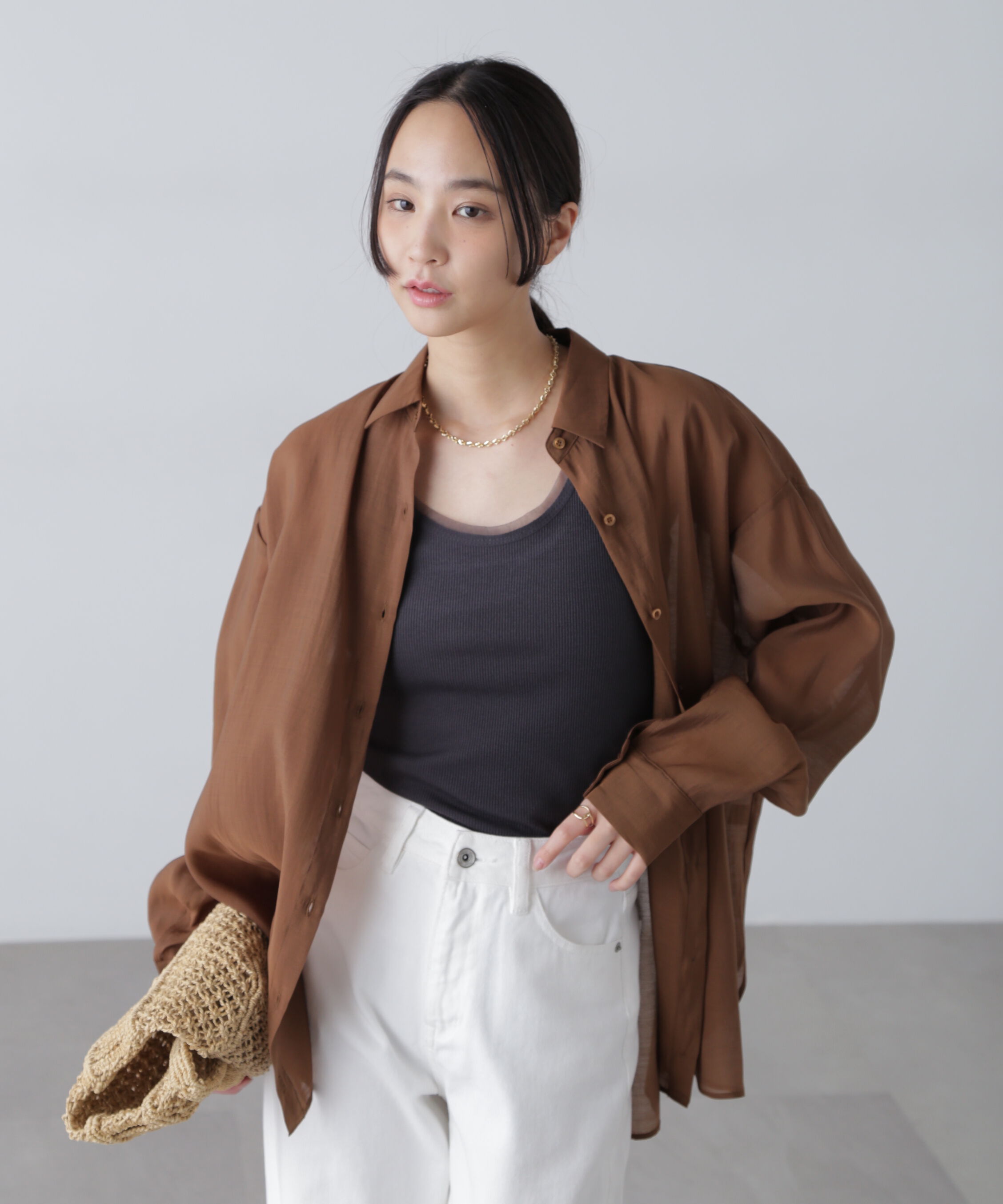  「シアーバックスリットオーバーシャツ」|シャツ・ブラウス|