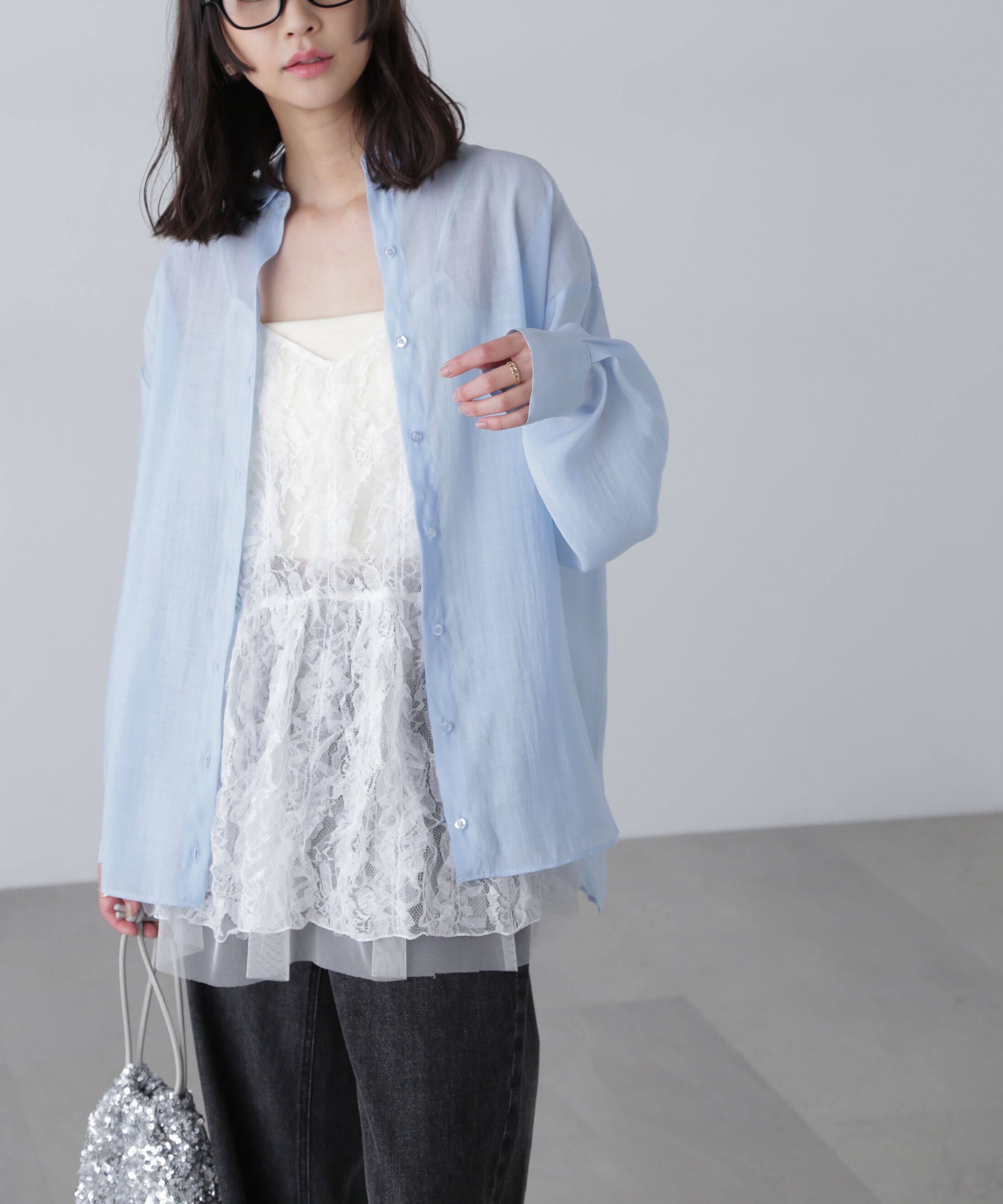  「シアーバックスリットオーバーシャツ」|シャツ・ブラウス|