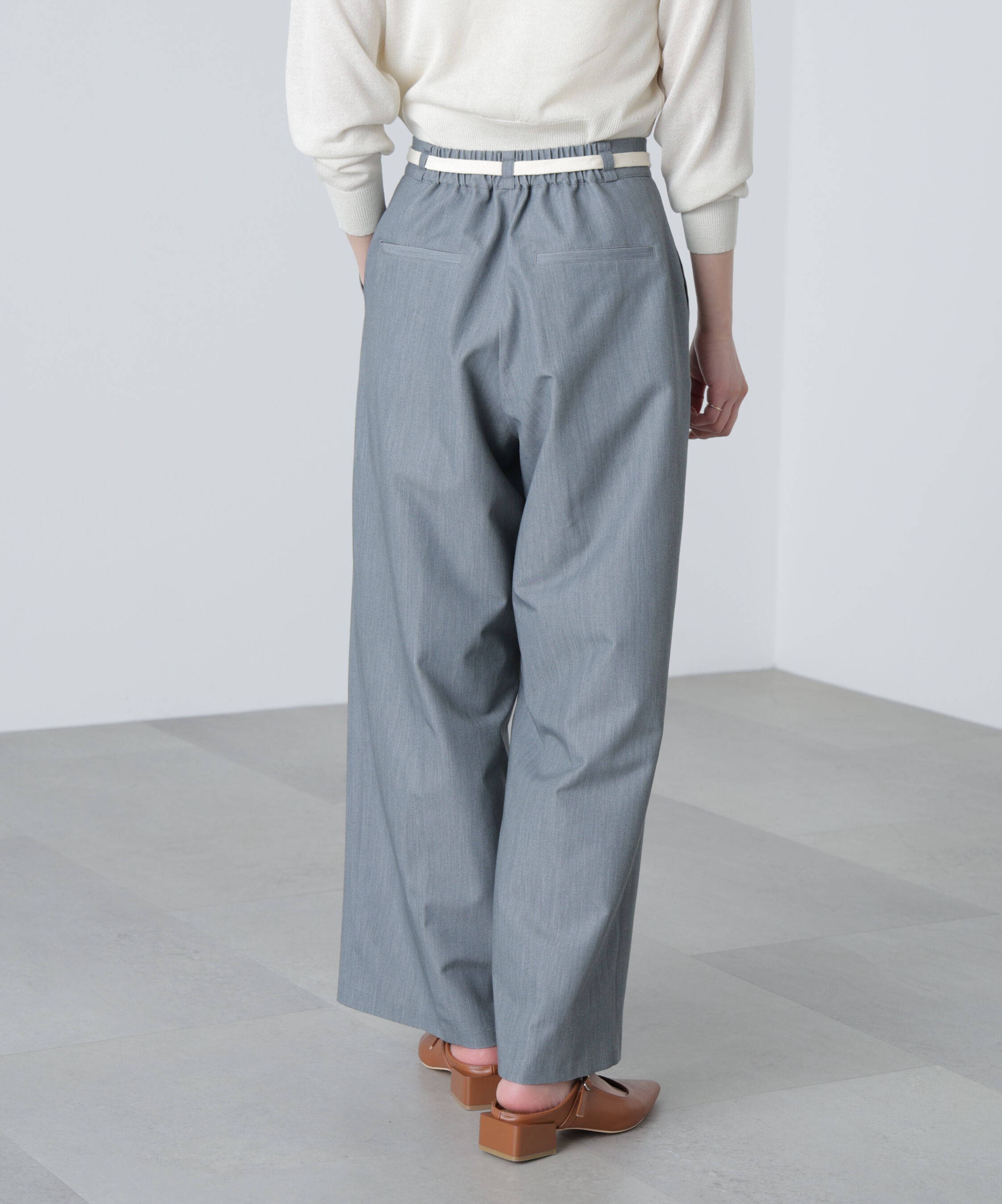  「杉綾リボンベルトワイドパンツ」|その他|
