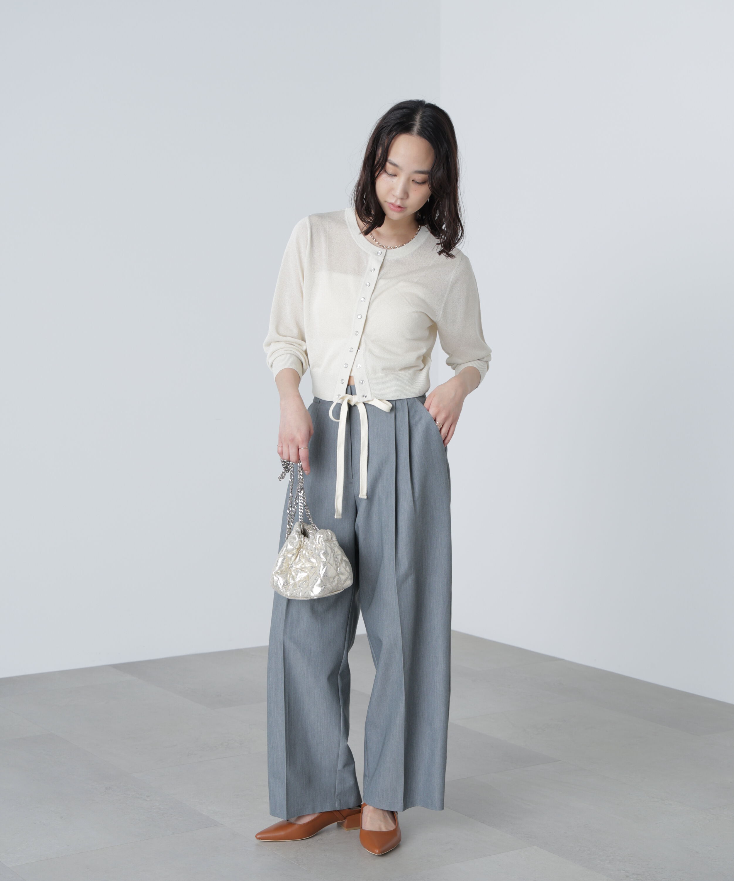  「杉綾リボンベルトワイドパンツ」|その他|