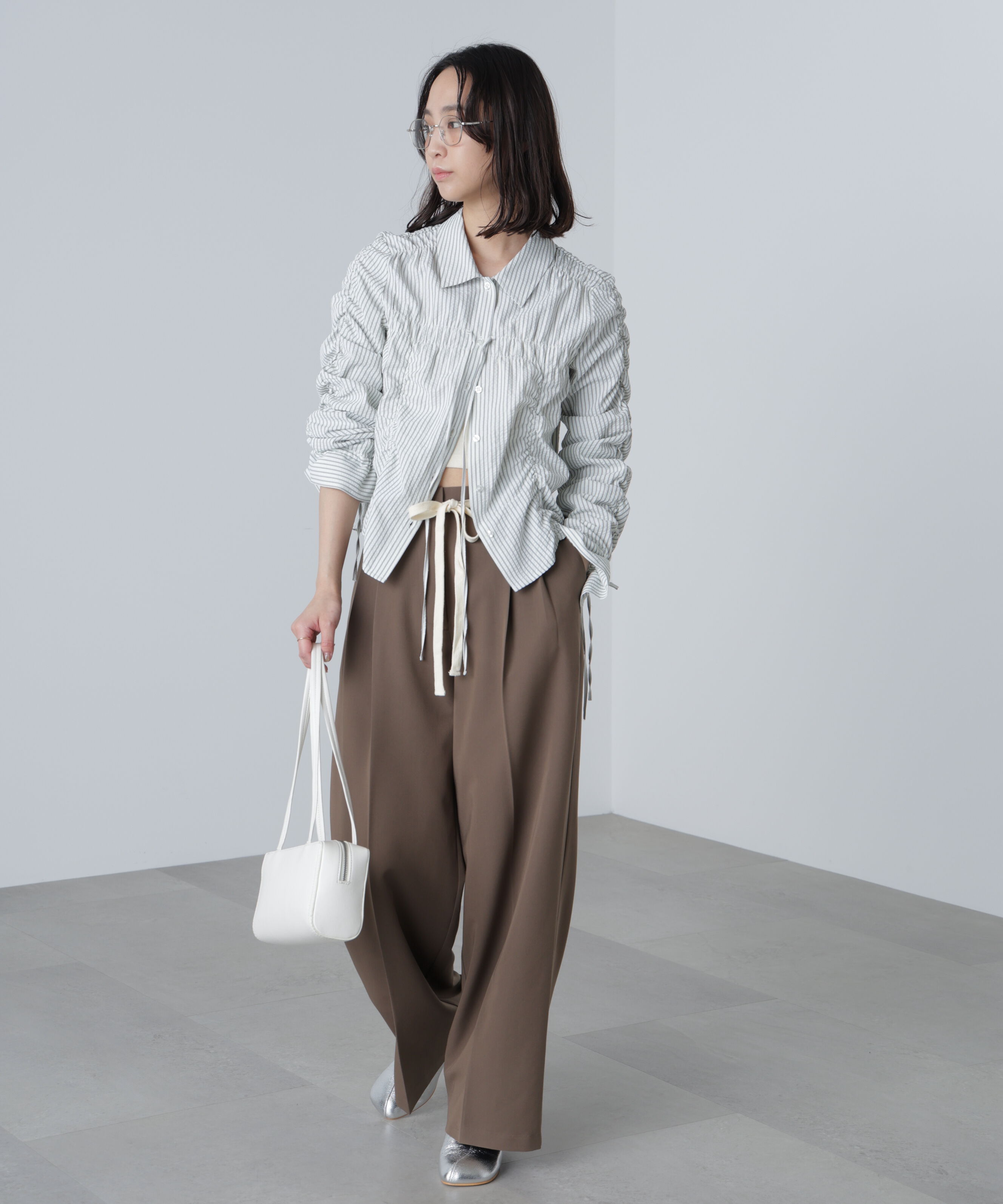  「杉綾リボンベルトワイドパンツ」|その他|