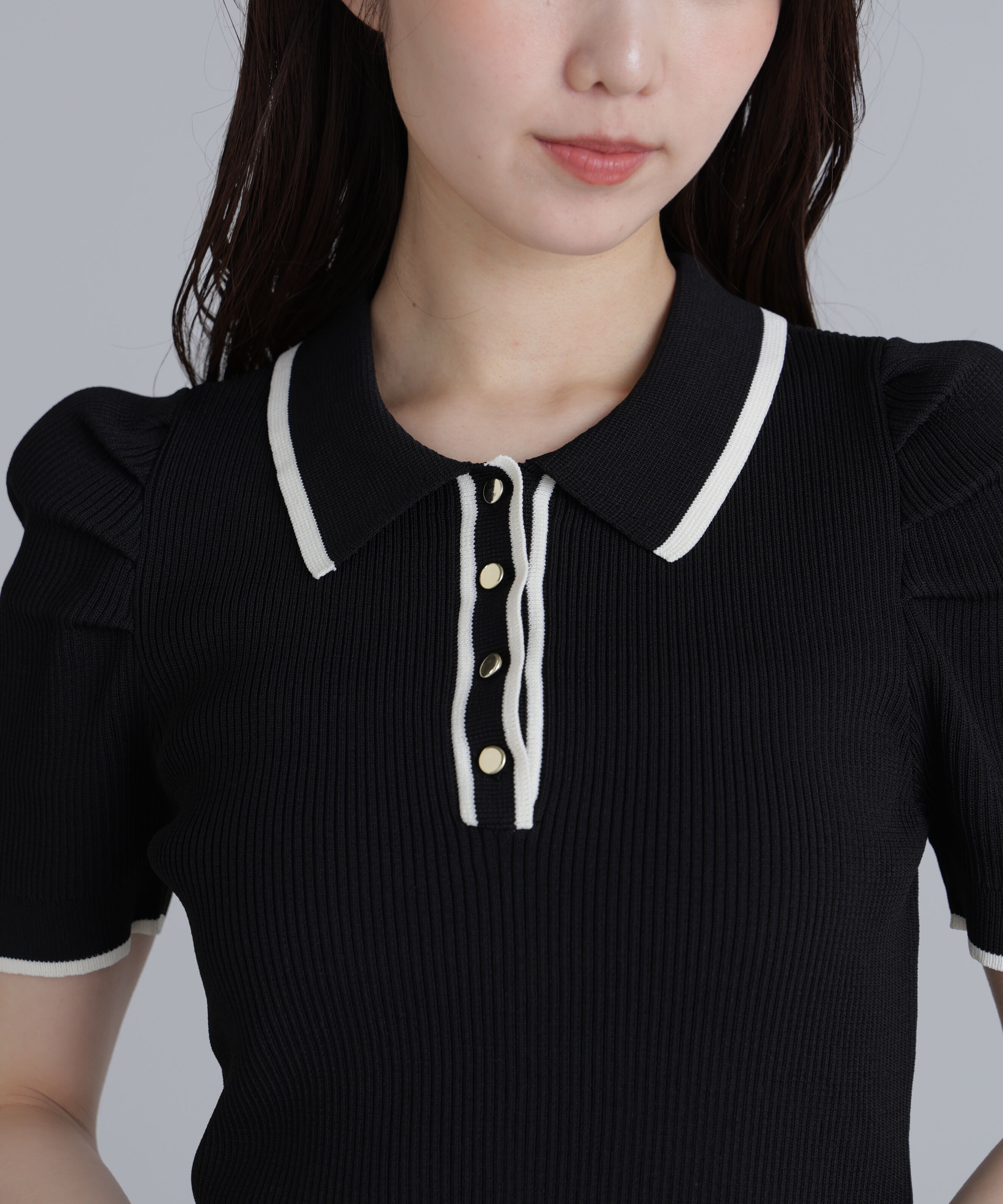  「配色ラインポロニットワンピース」|ワンピース|