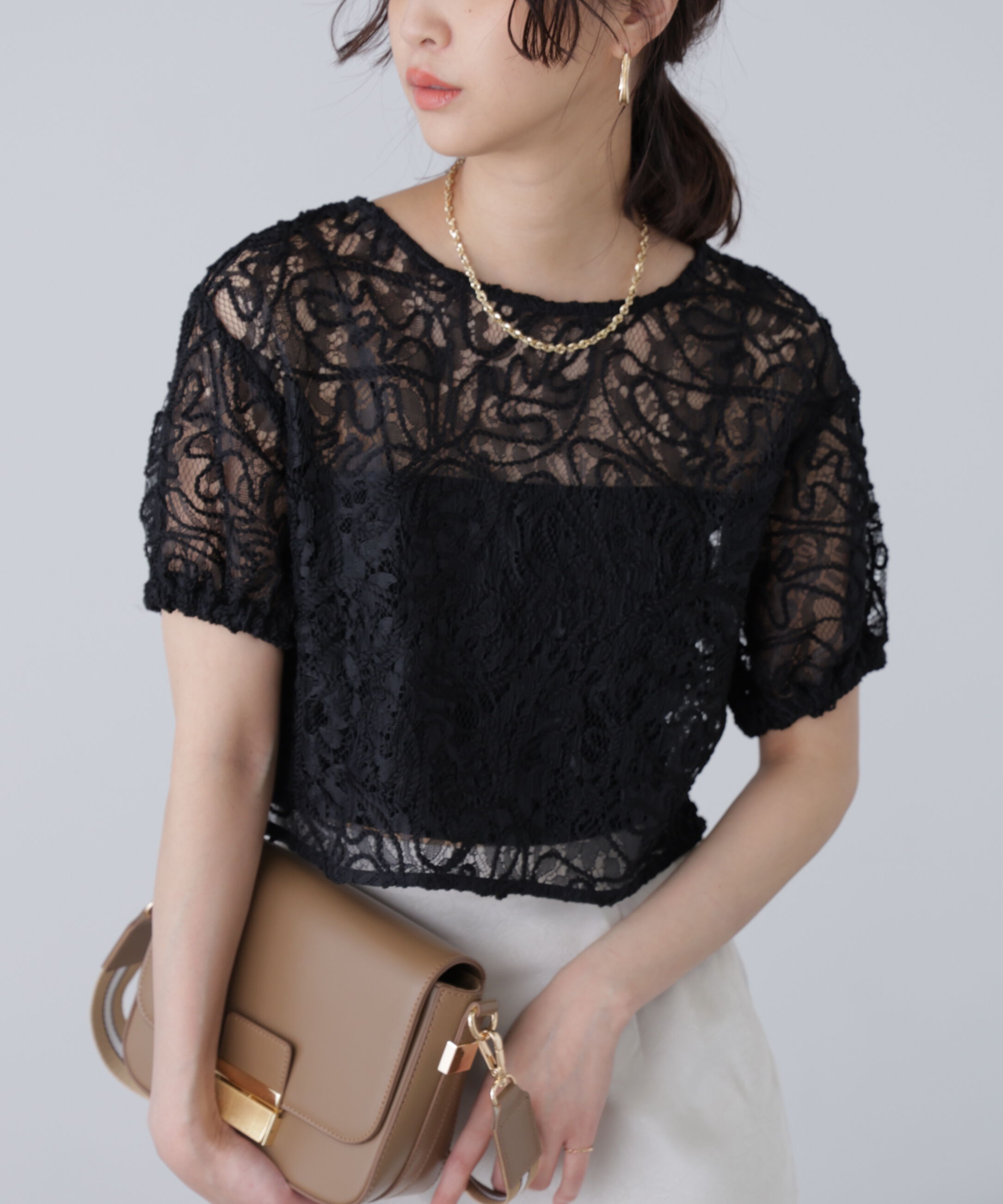  「レースコード刺繍前後2wayブラウス」|シャツ・ブラウス|