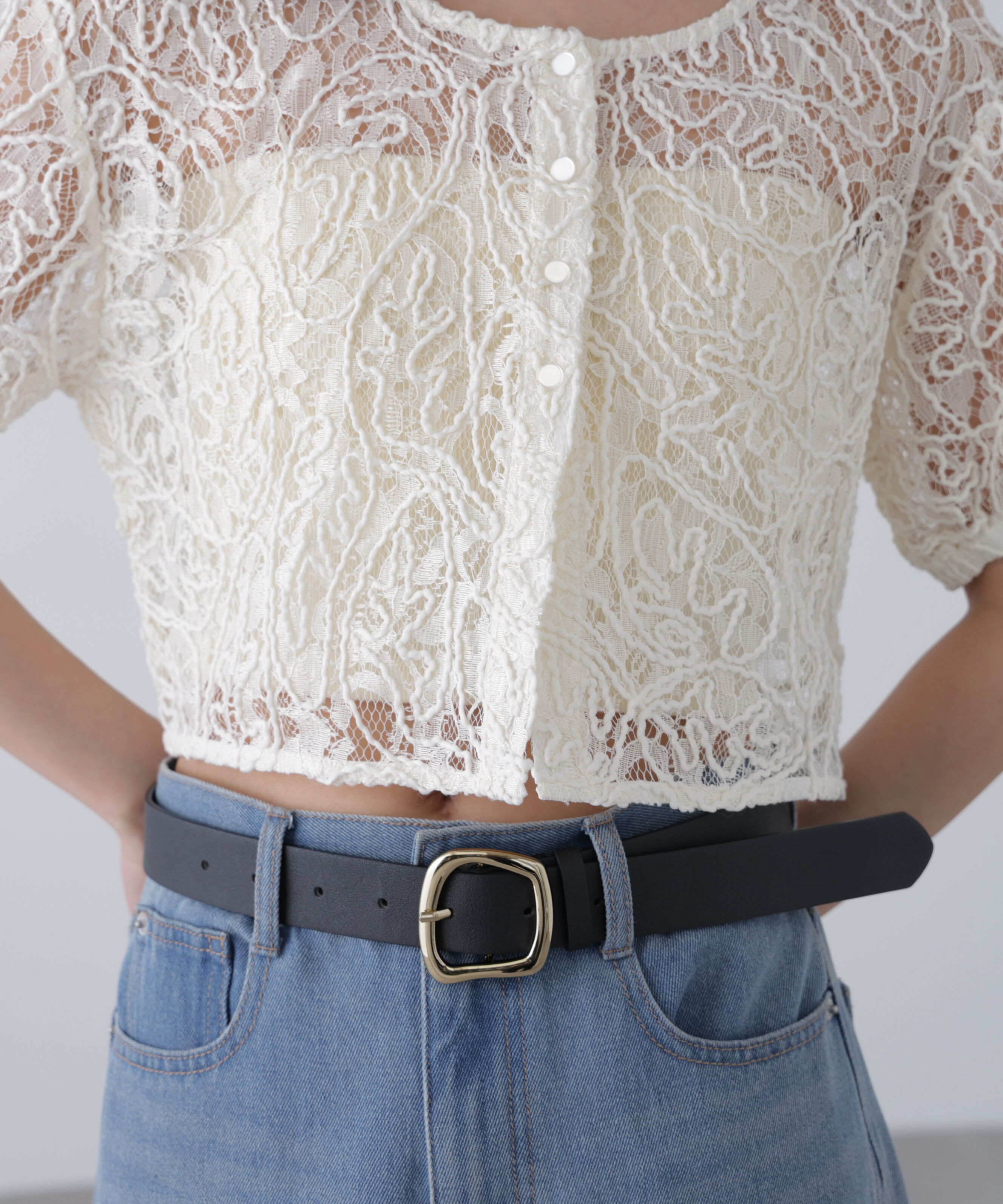  「レースコード刺繍前後2wayブラウス」|シャツ・ブラウス|