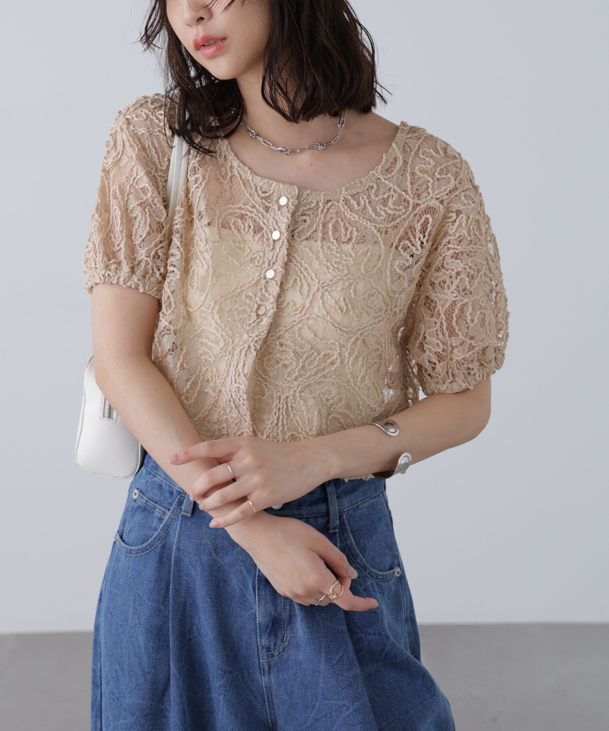  「レースコード刺繍前後2wayブラウス」|シャツ・ブラウス|