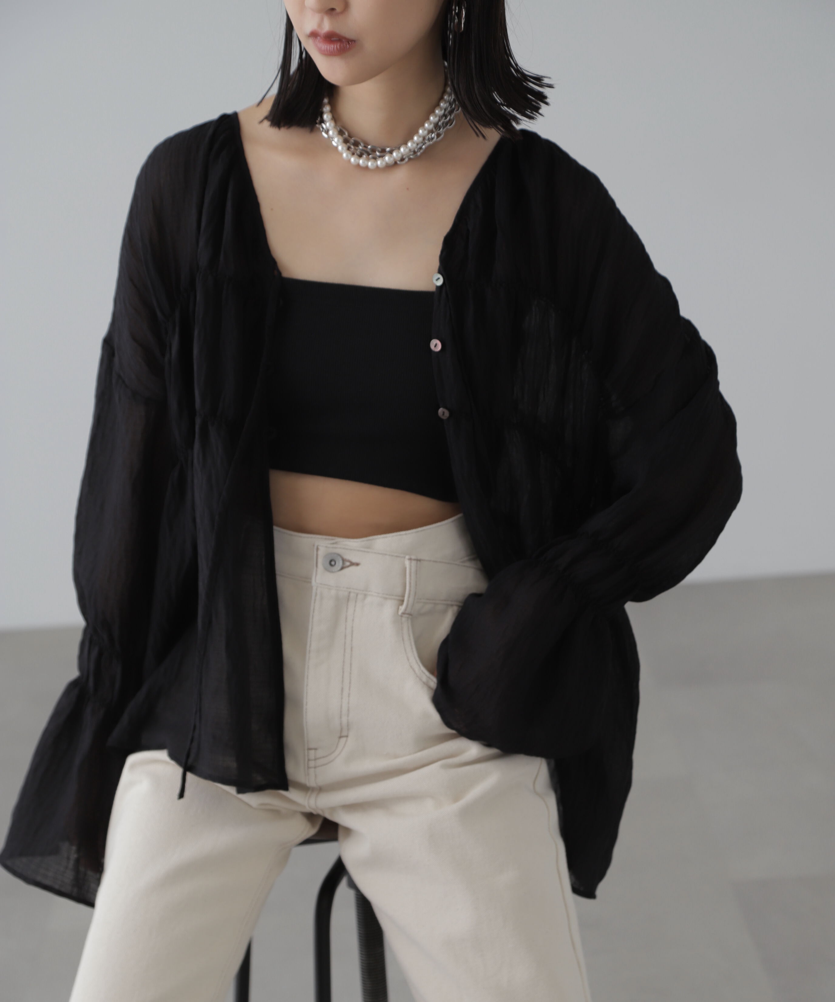  「シャーリングドロストチュニックブラウス」|シャツ・ブラウス|