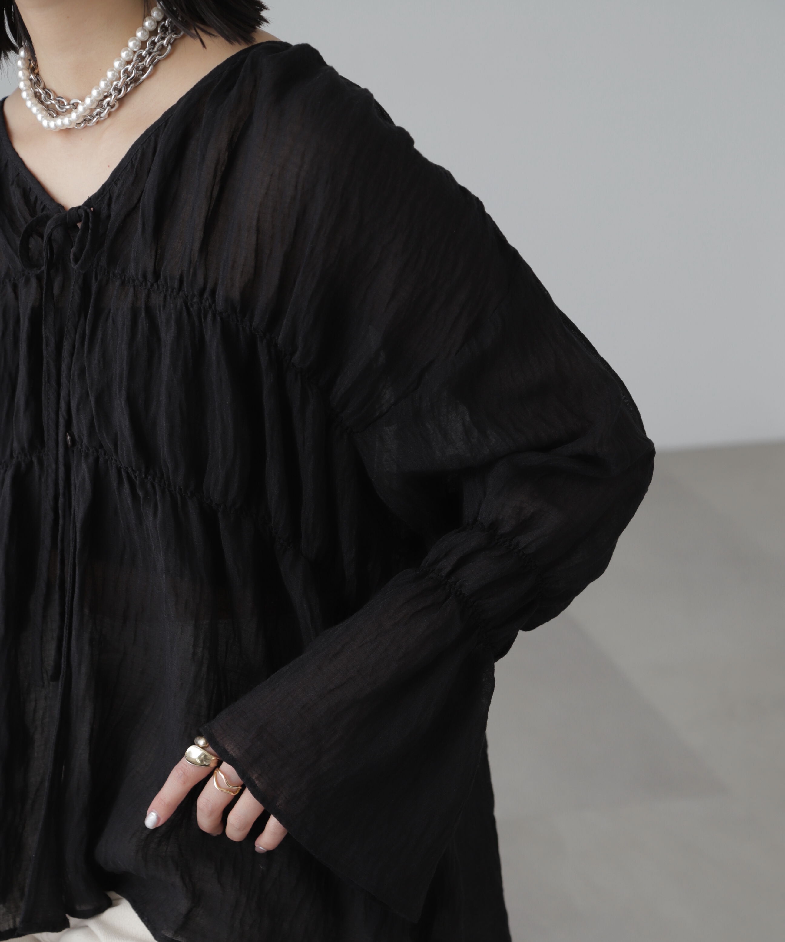  「シャーリングドロストチュニックブラウス」|シャツ・ブラウス|