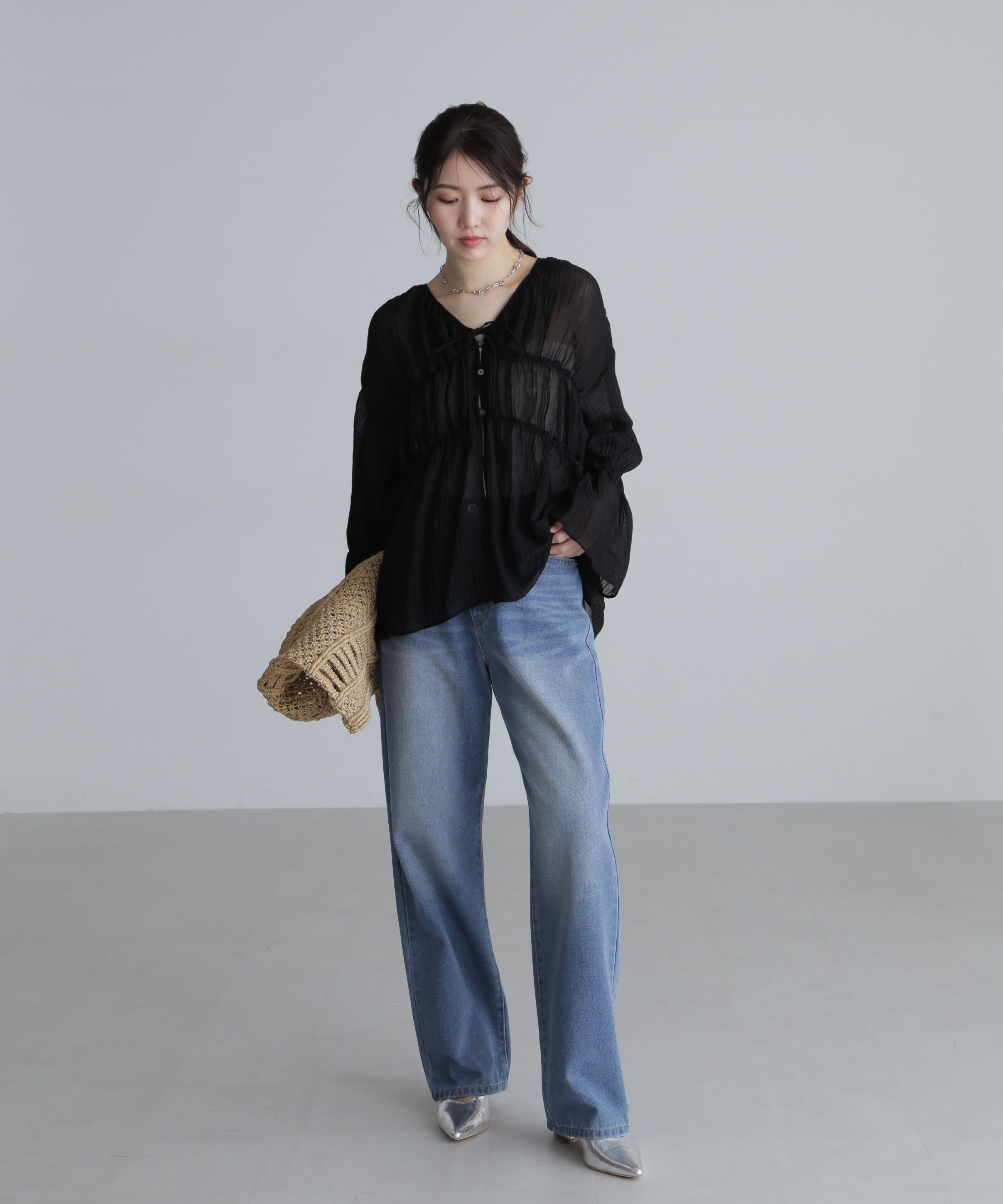  「シャーリングドロストチュニックブラウス」|シャツ・ブラウス|