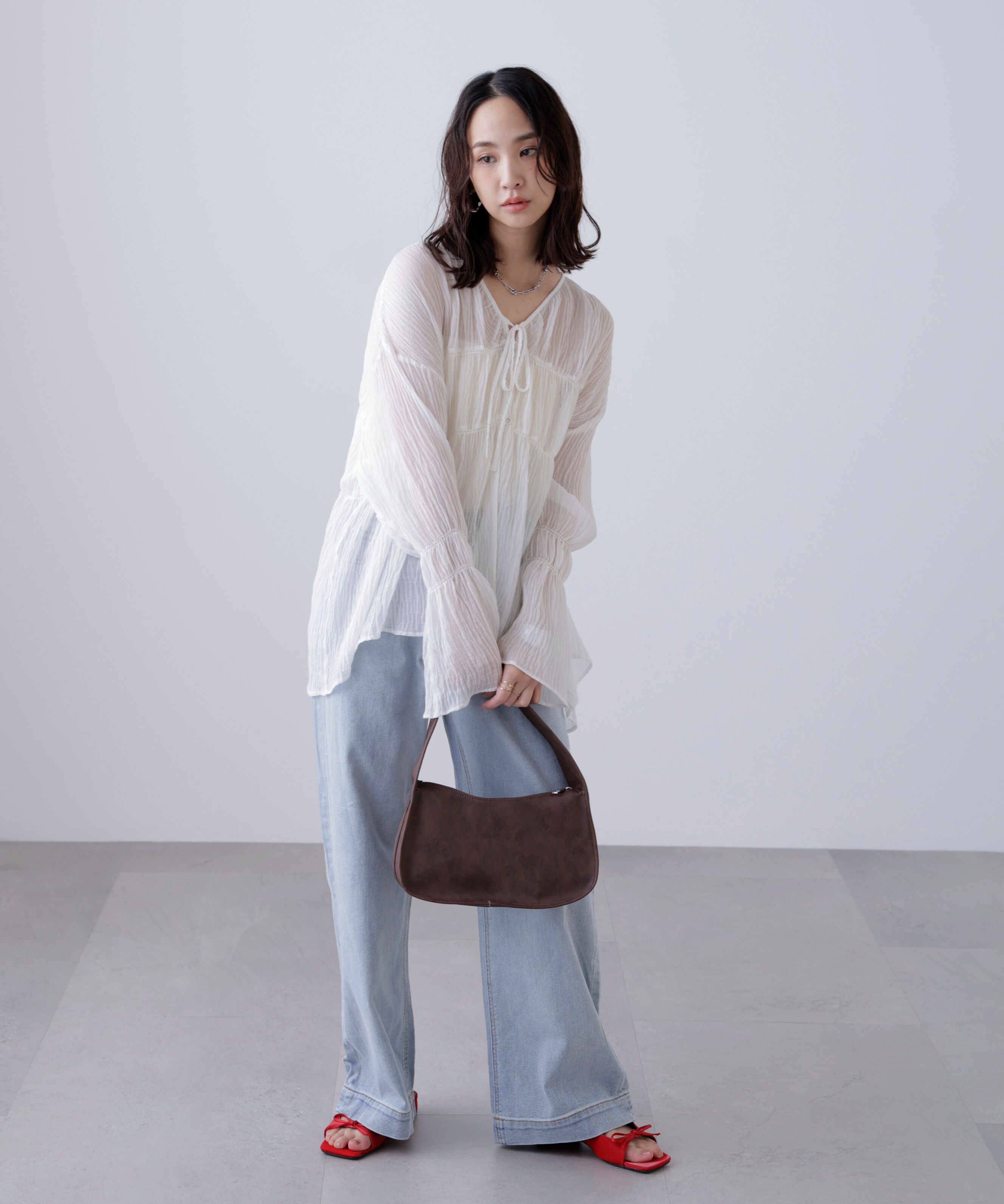  「シャーリングドロストチュニックブラウス」|シャツ・ブラウス|