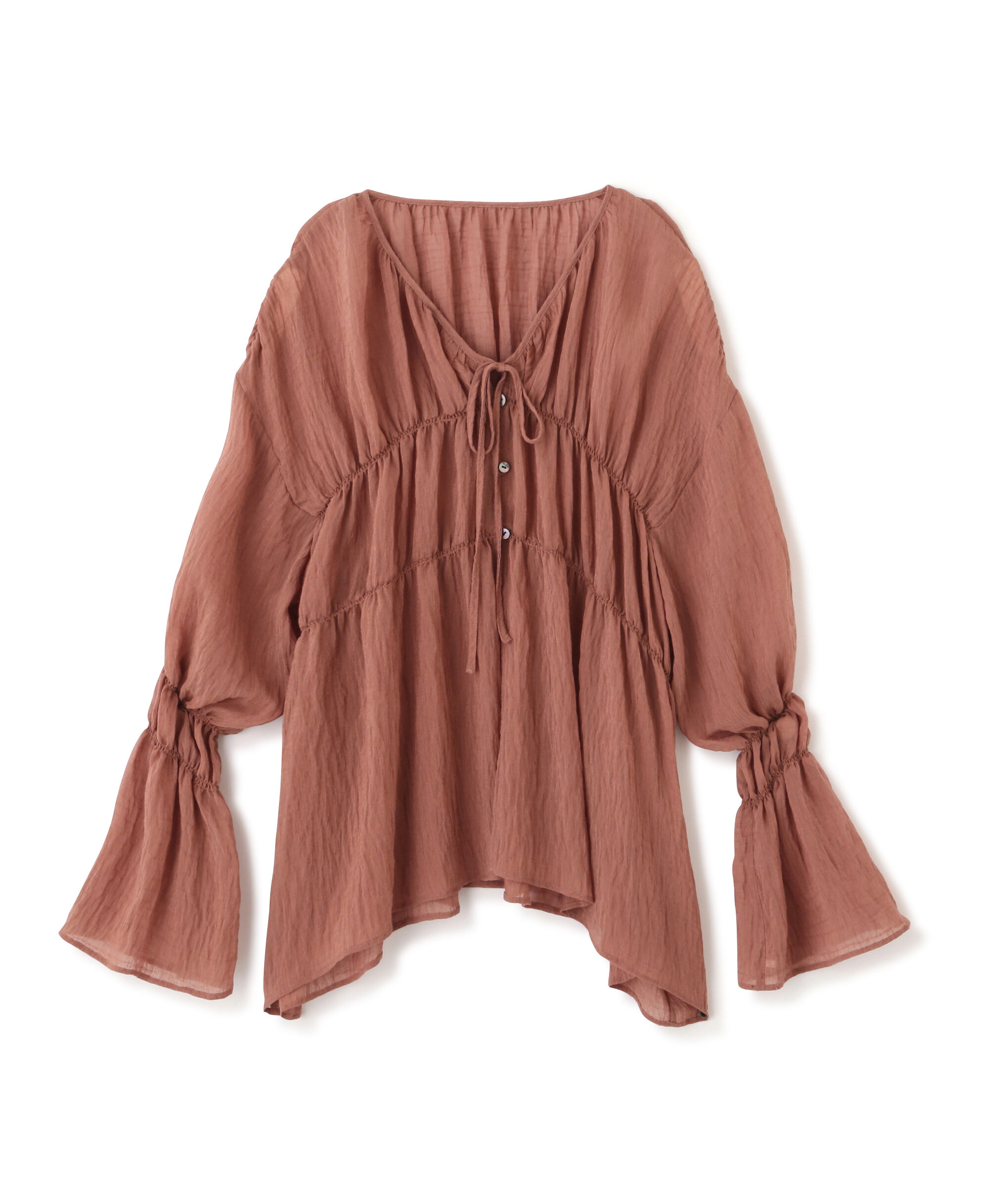  「シャーリングドロストチュニックブラウス」|シャツ・ブラウス|