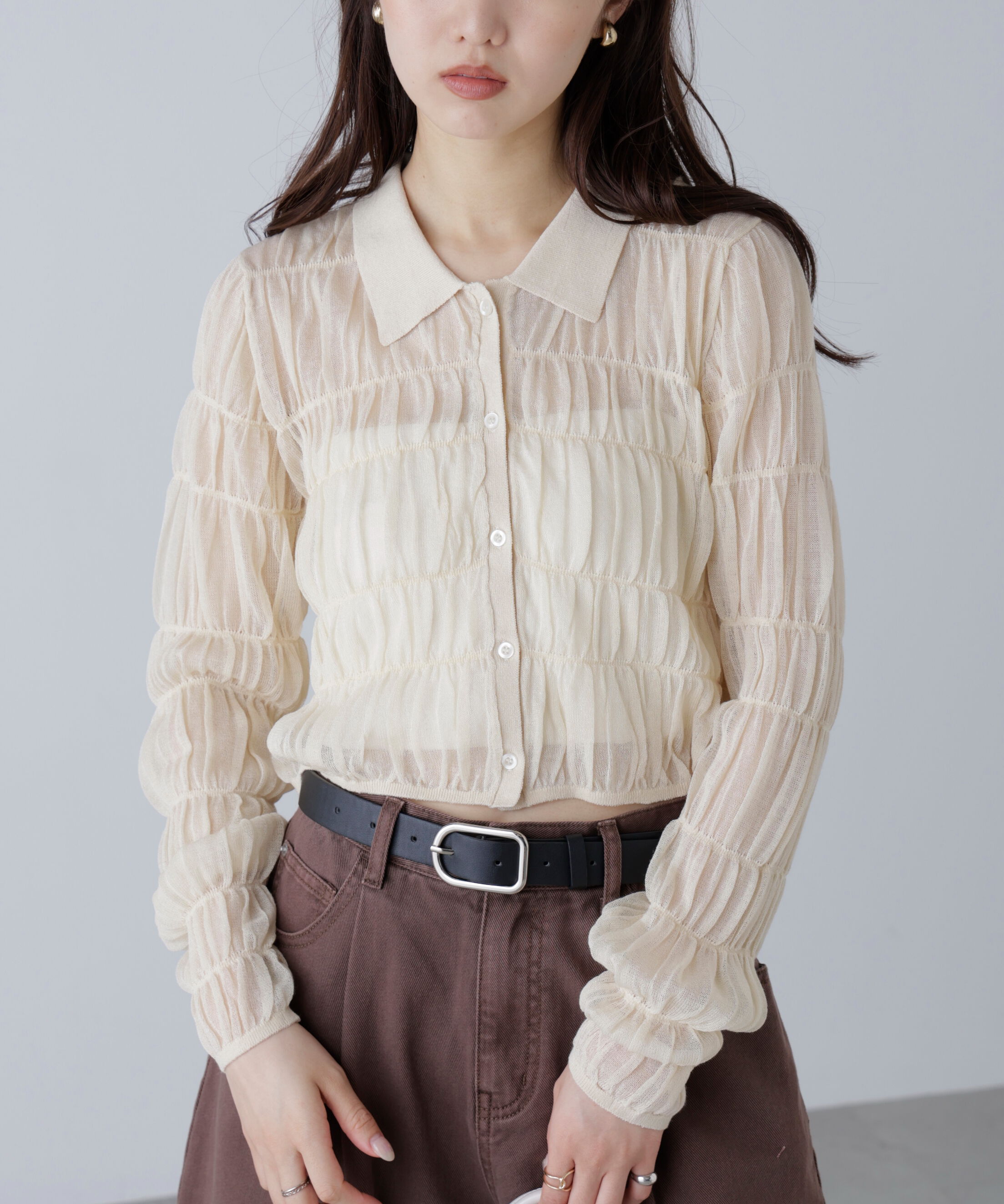  「シアーシャーリングポロカーディガン」|ニット・セーター|