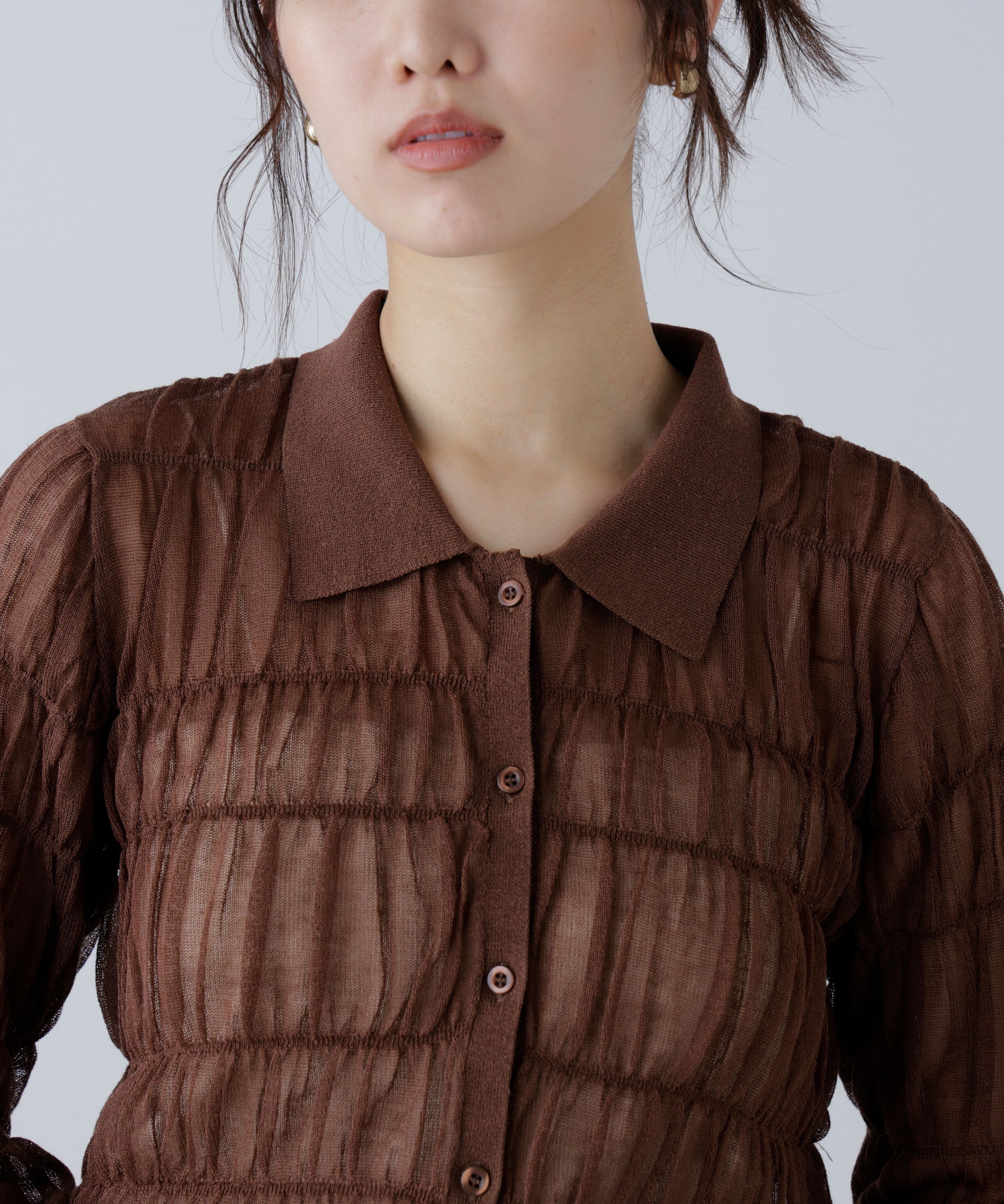  「シアーシャーリングポロカーディガン」|ニット・セーター|