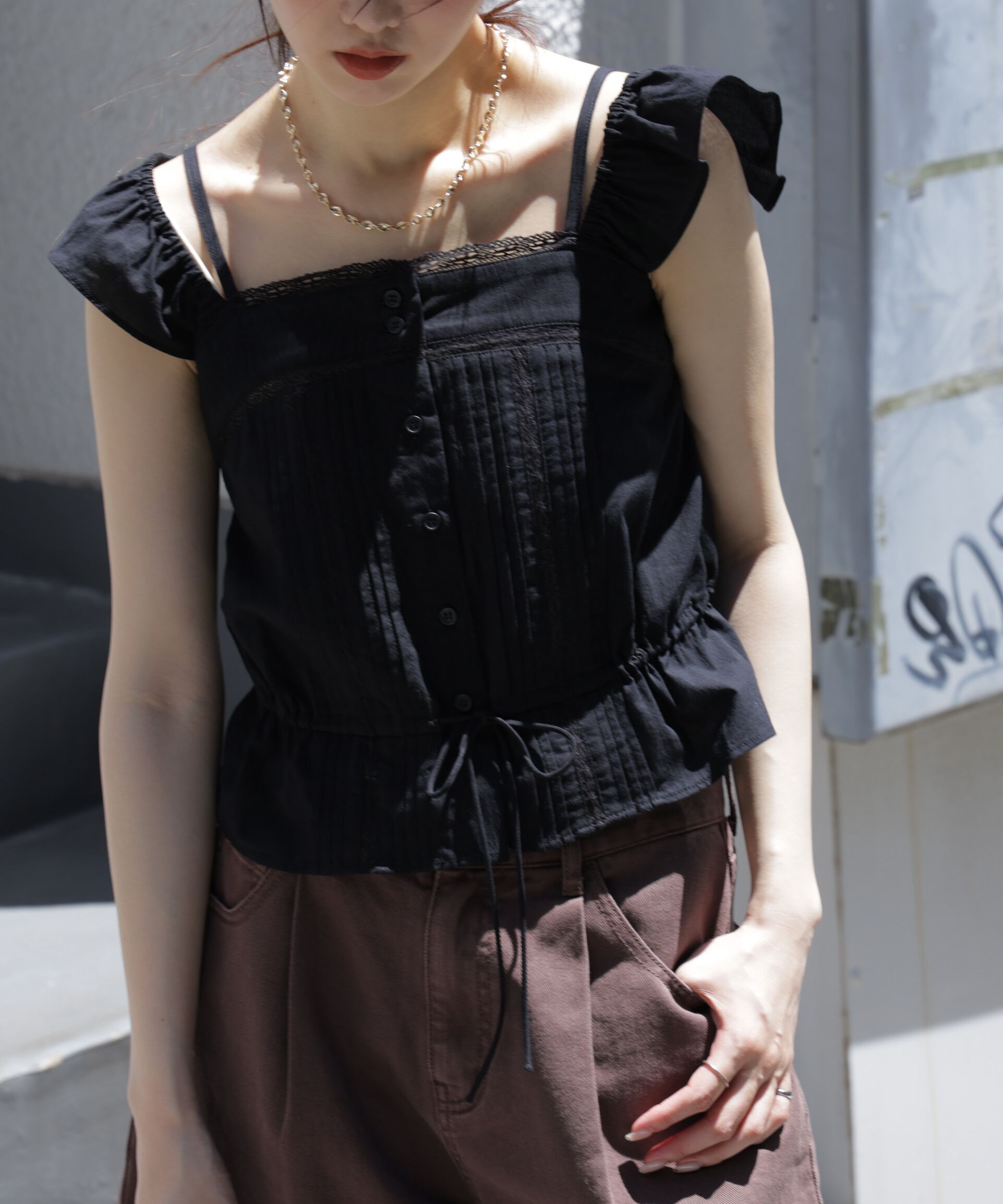  「2wayオフショルキャミブラウス」|シャツ・ブラウス|ブラック