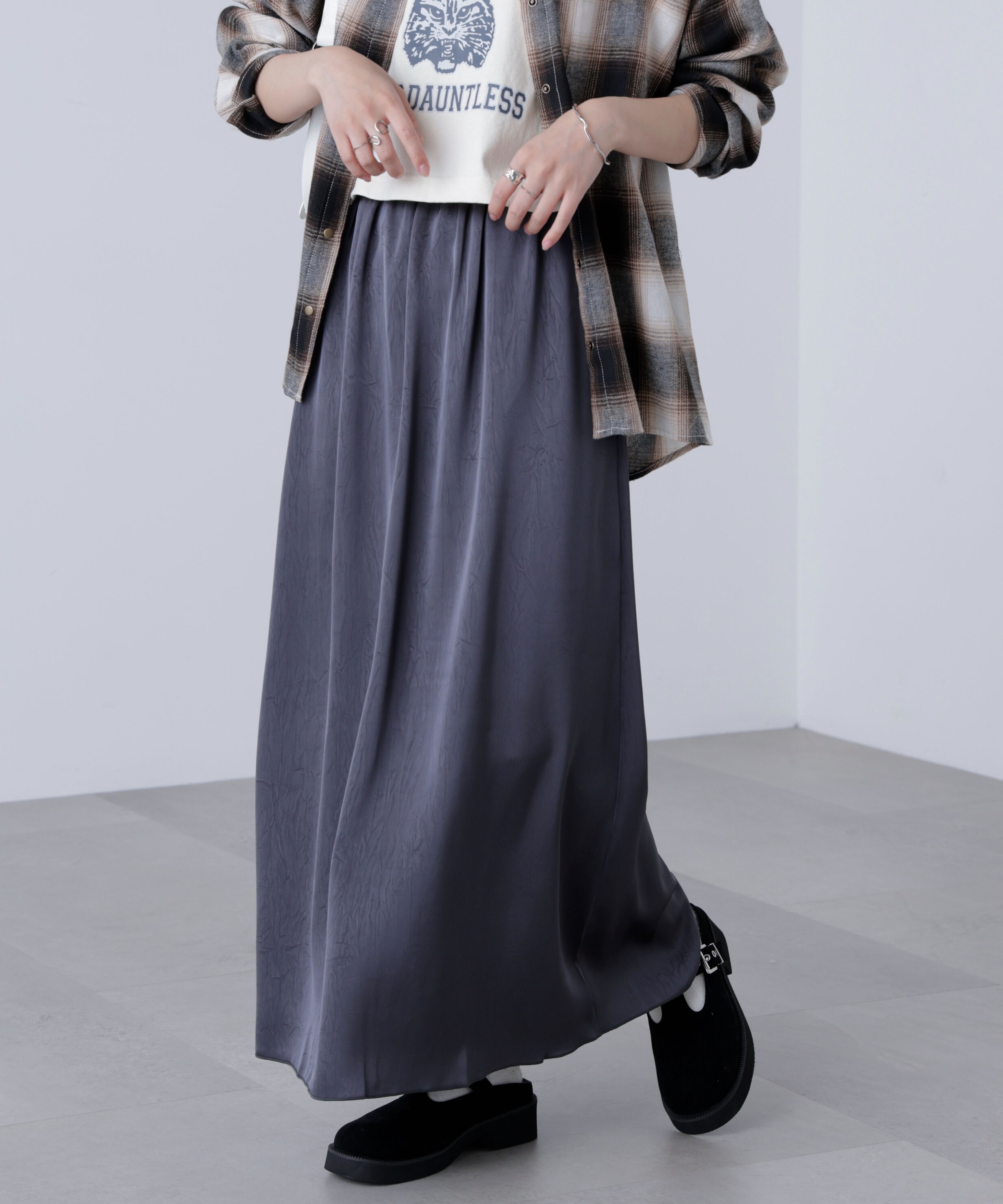  「サテンナローロングスカート」|スカート|