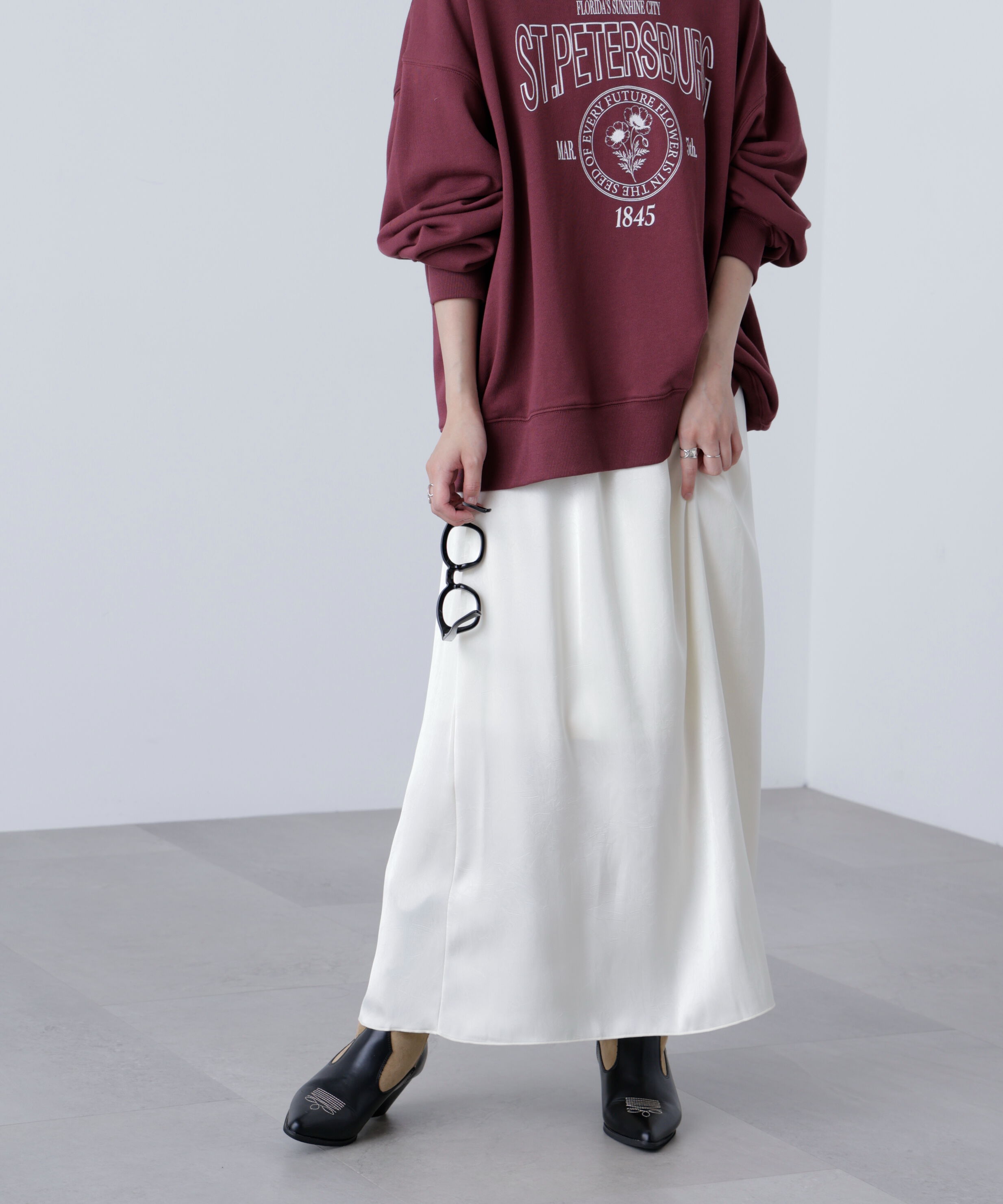  「サテンナローロングスカート」|スカート|