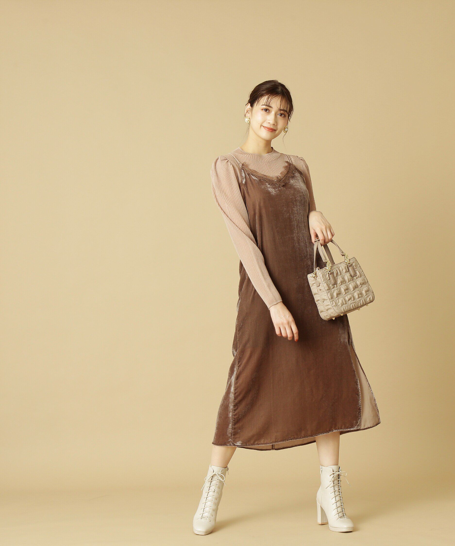  「シアートップスキャミワンピースセット」|ワンピース|