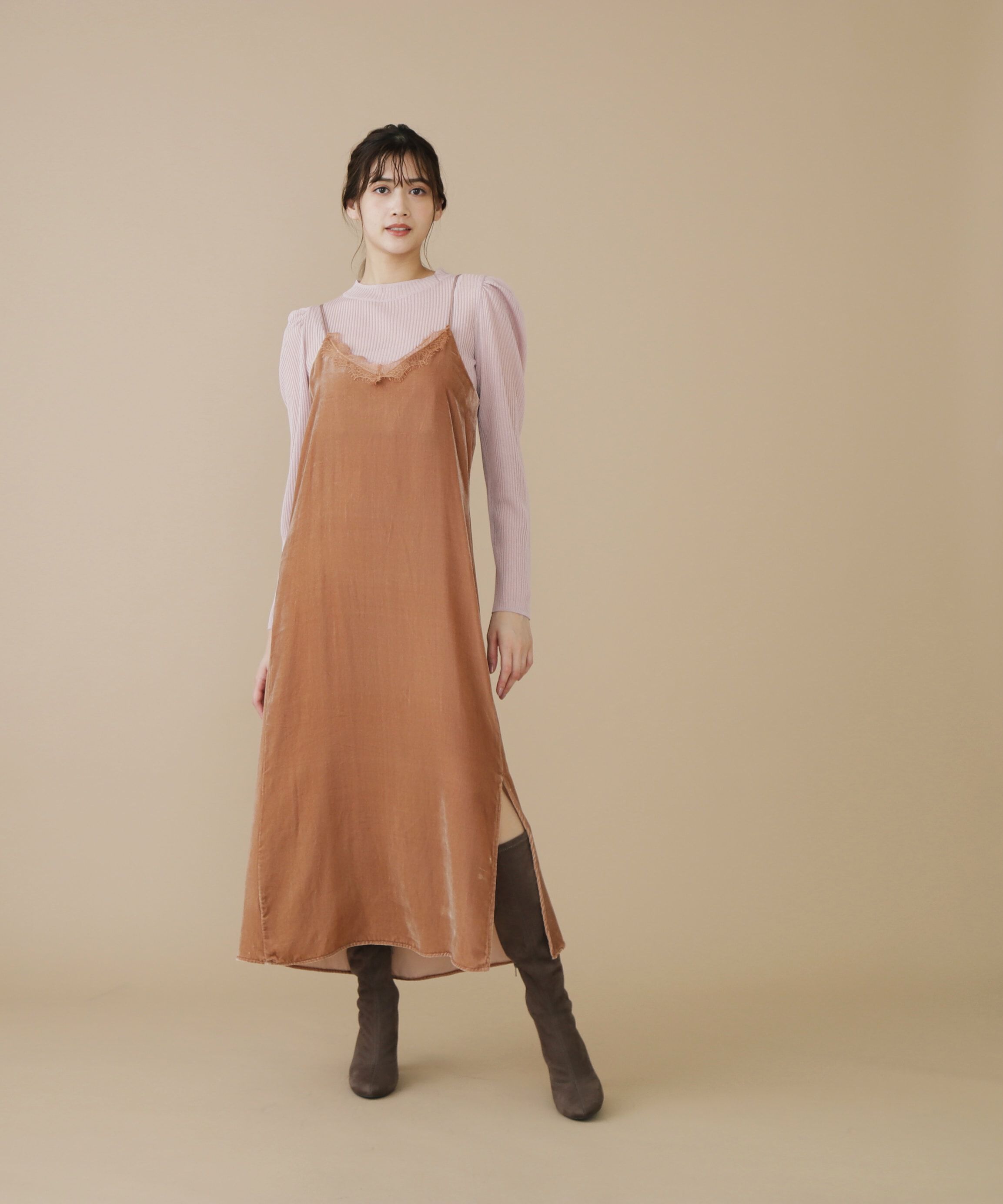  「シアートップスキャミワンピースセット」|ワンピース|