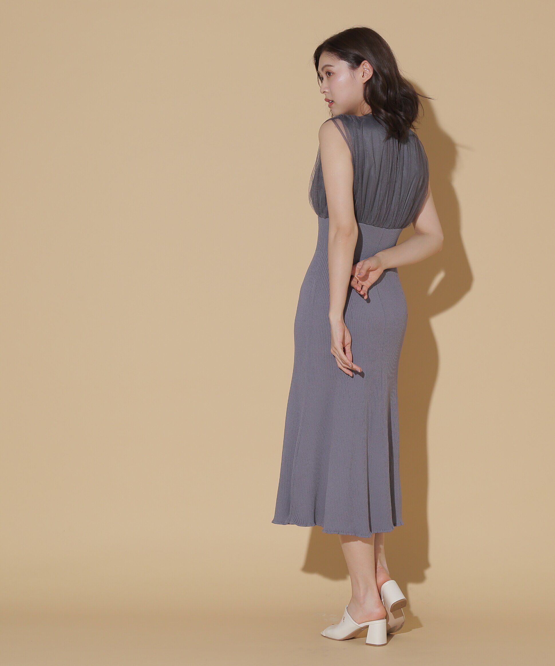  「チュールドッキングニットワンピース」|ワンピース|