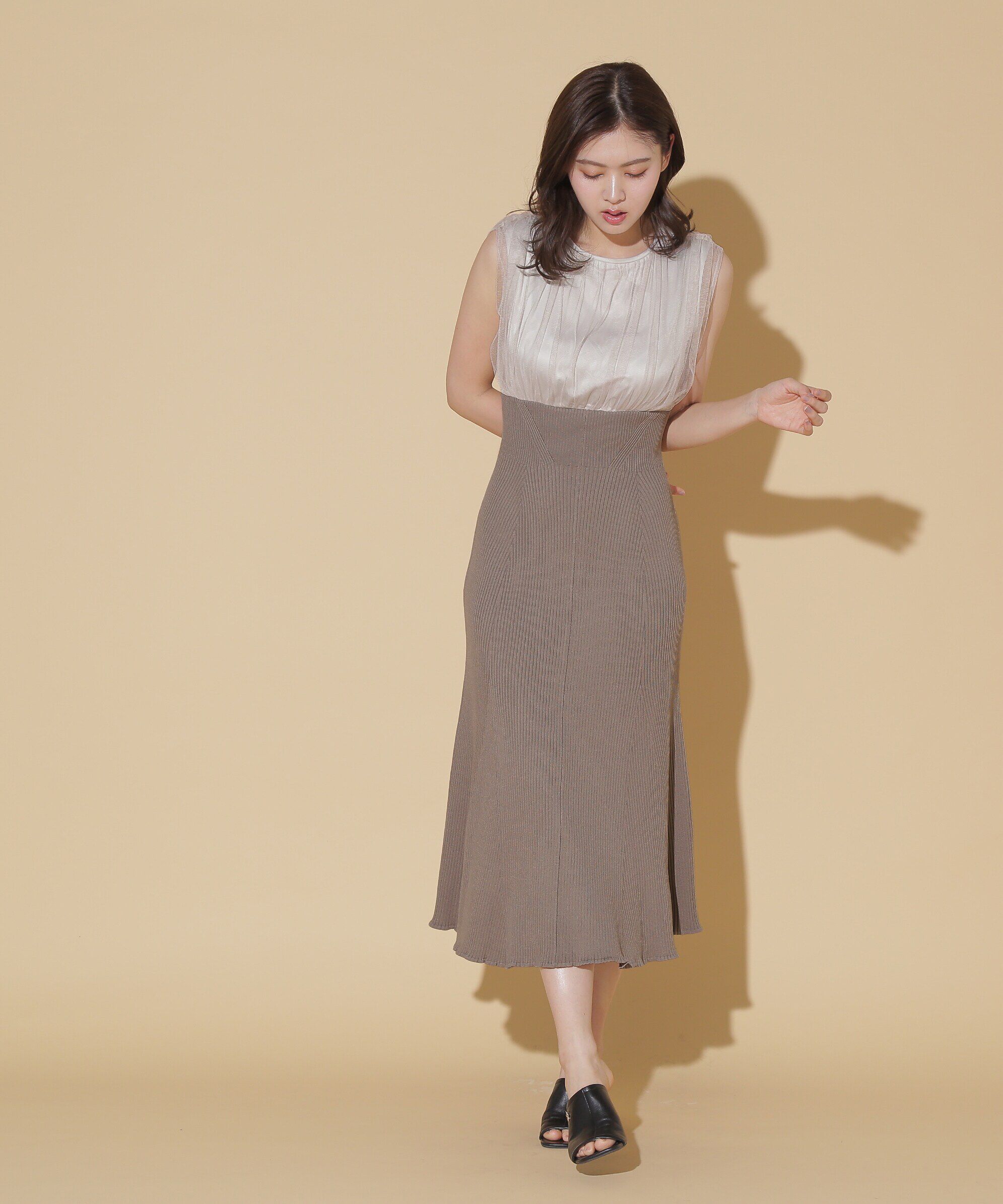  「チュールドッキングニットワンピース」|ワンピース|