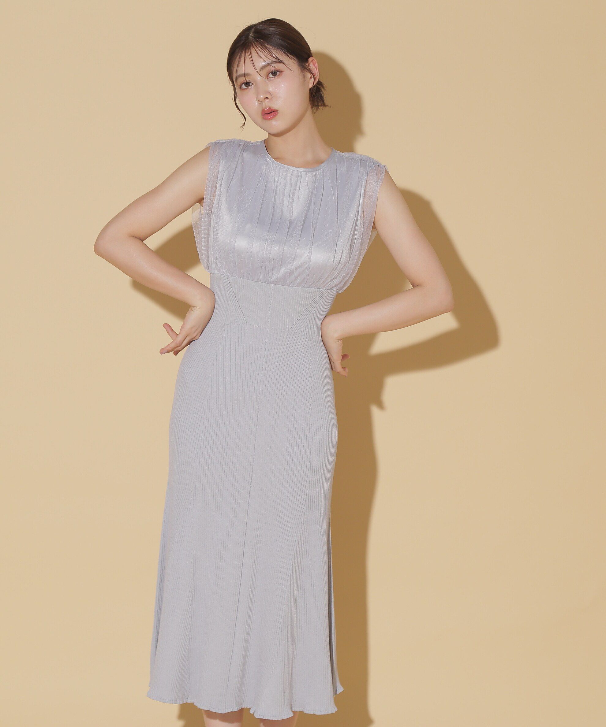  「チュールドッキングニットワンピース」|ワンピース|