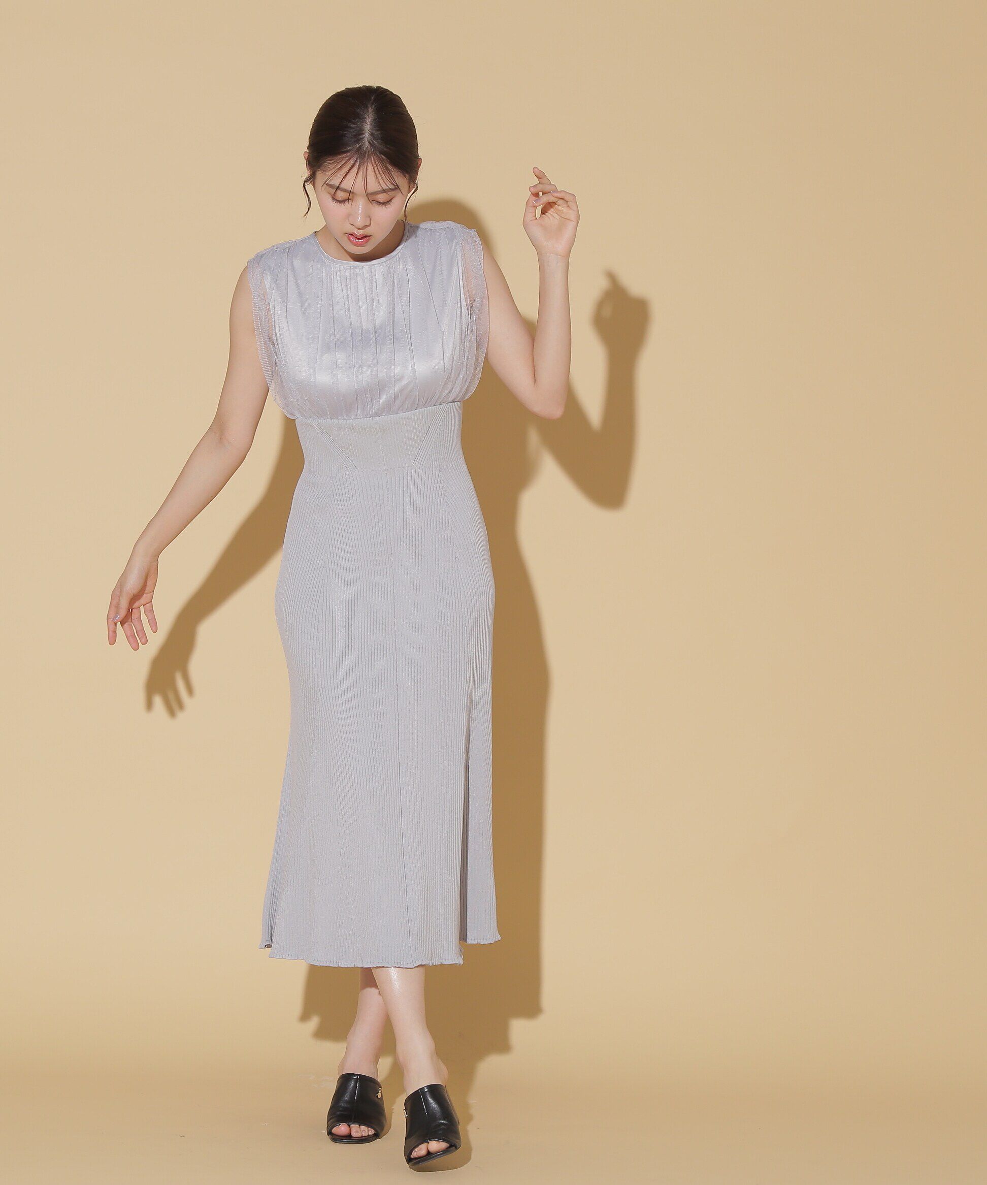  「チュールドッキングニットワンピース」|ワンピース|