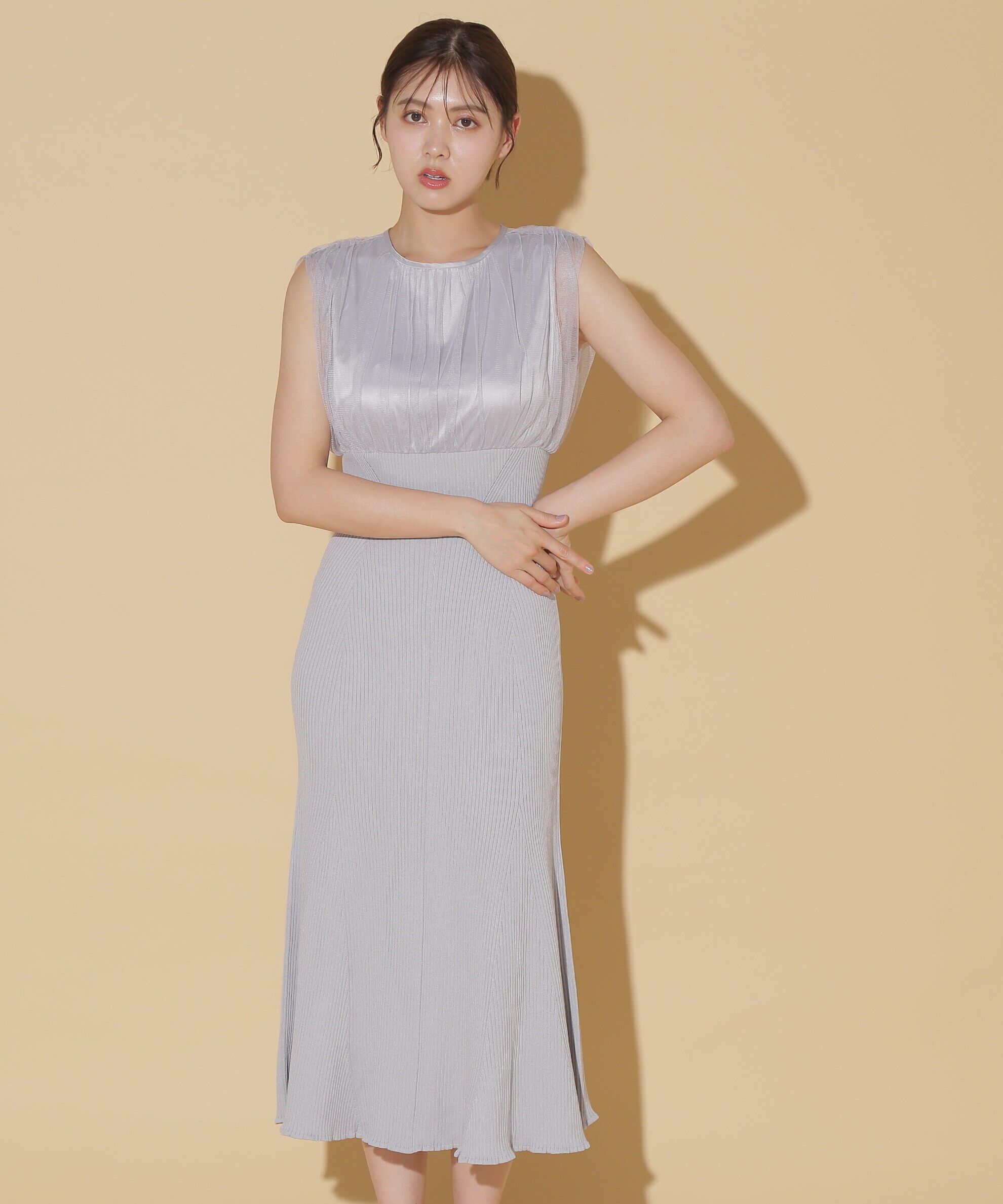  「チュールドッキングニットワンピース」|ワンピース|