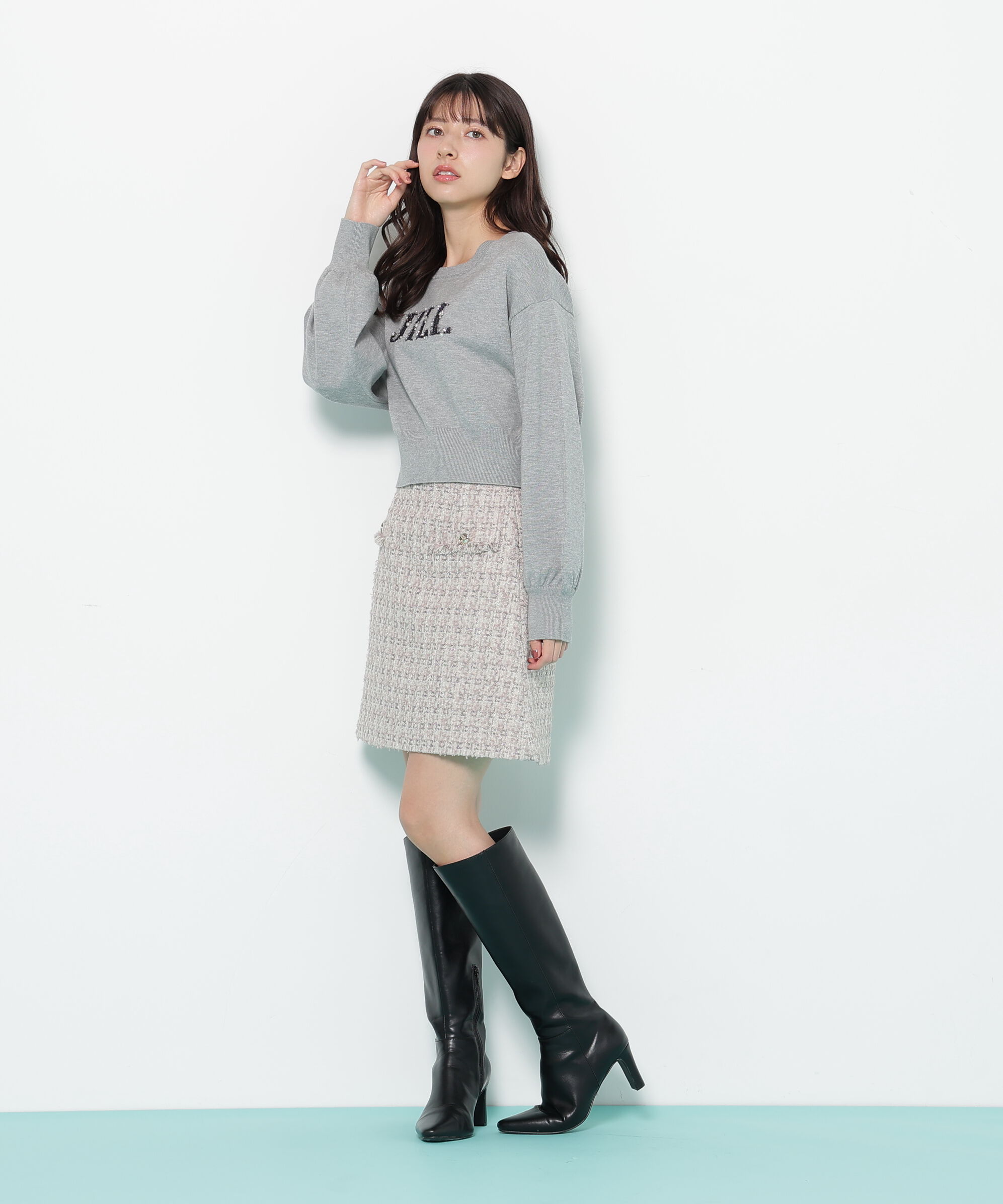  「ファンシーヤーンビジューロゴニット」|ニット・セーター|