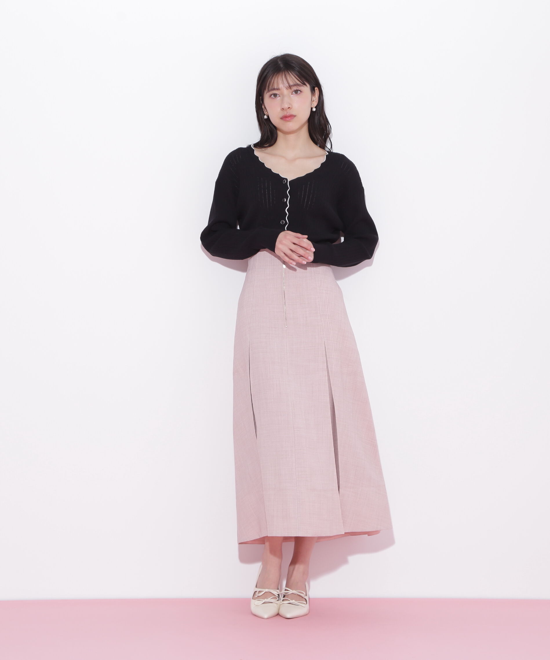  「フロントジップタックスカート」|スカート|