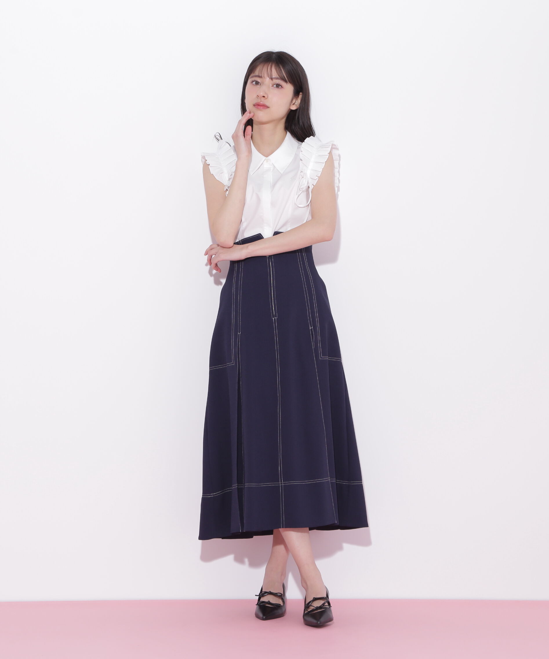  「フロントジップタックスカート」|スカート|