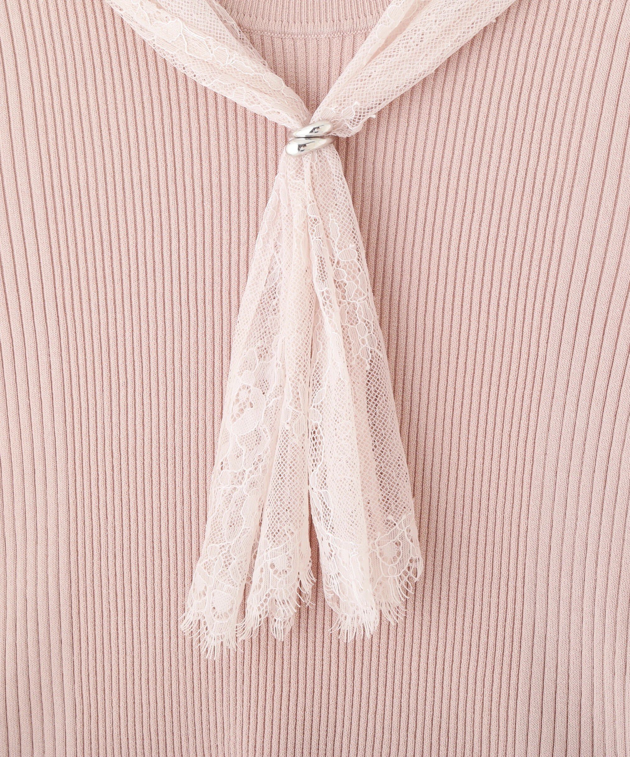  「レーススカーフ付ニットトップス」|ニット・セーター|