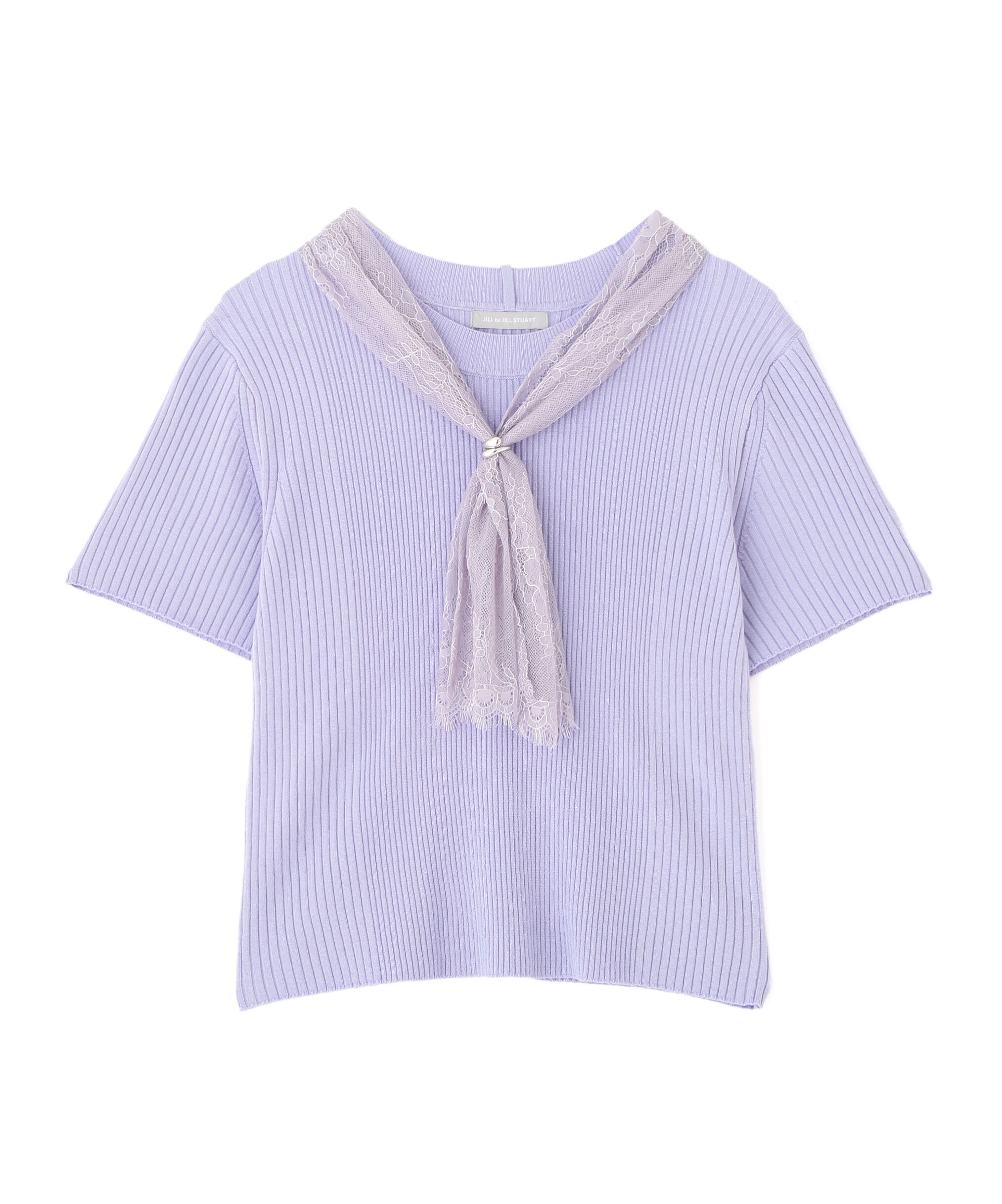  「レーススカーフ付ニットトップス」|ニット・セーター|