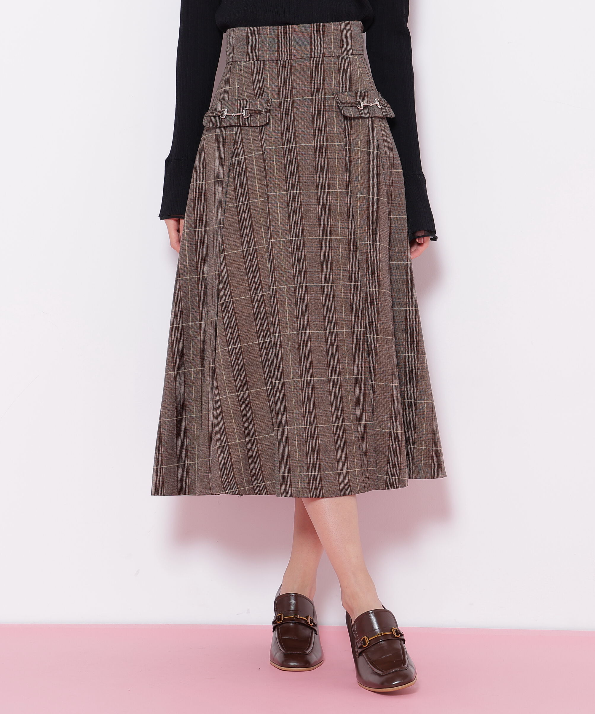  「ウーリッシュフラノタックフレアスカート」|スカート|