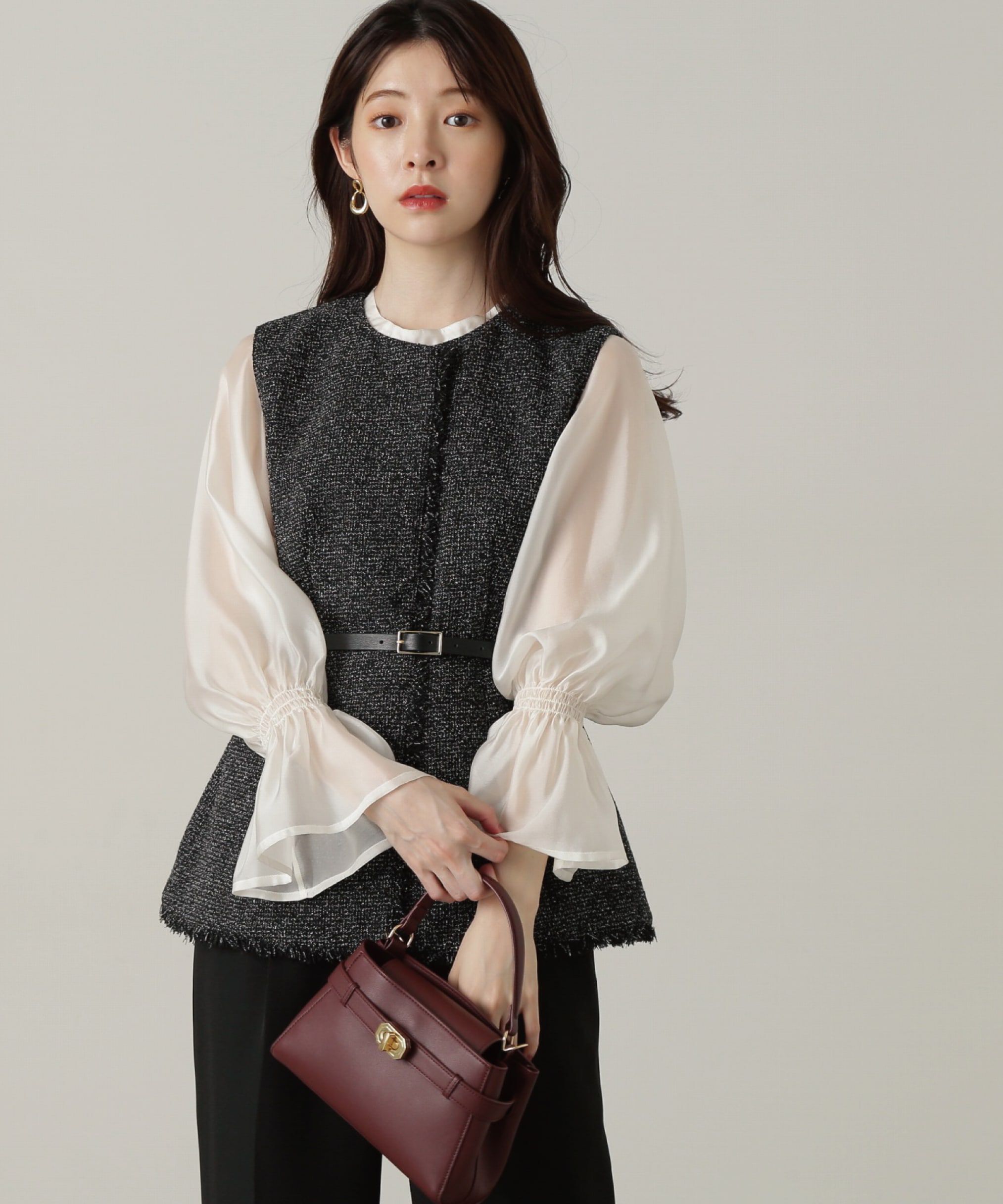 PROPORTION BODY DRESSING「ベルト付きペプラムツイードジレ24AW」|その他|