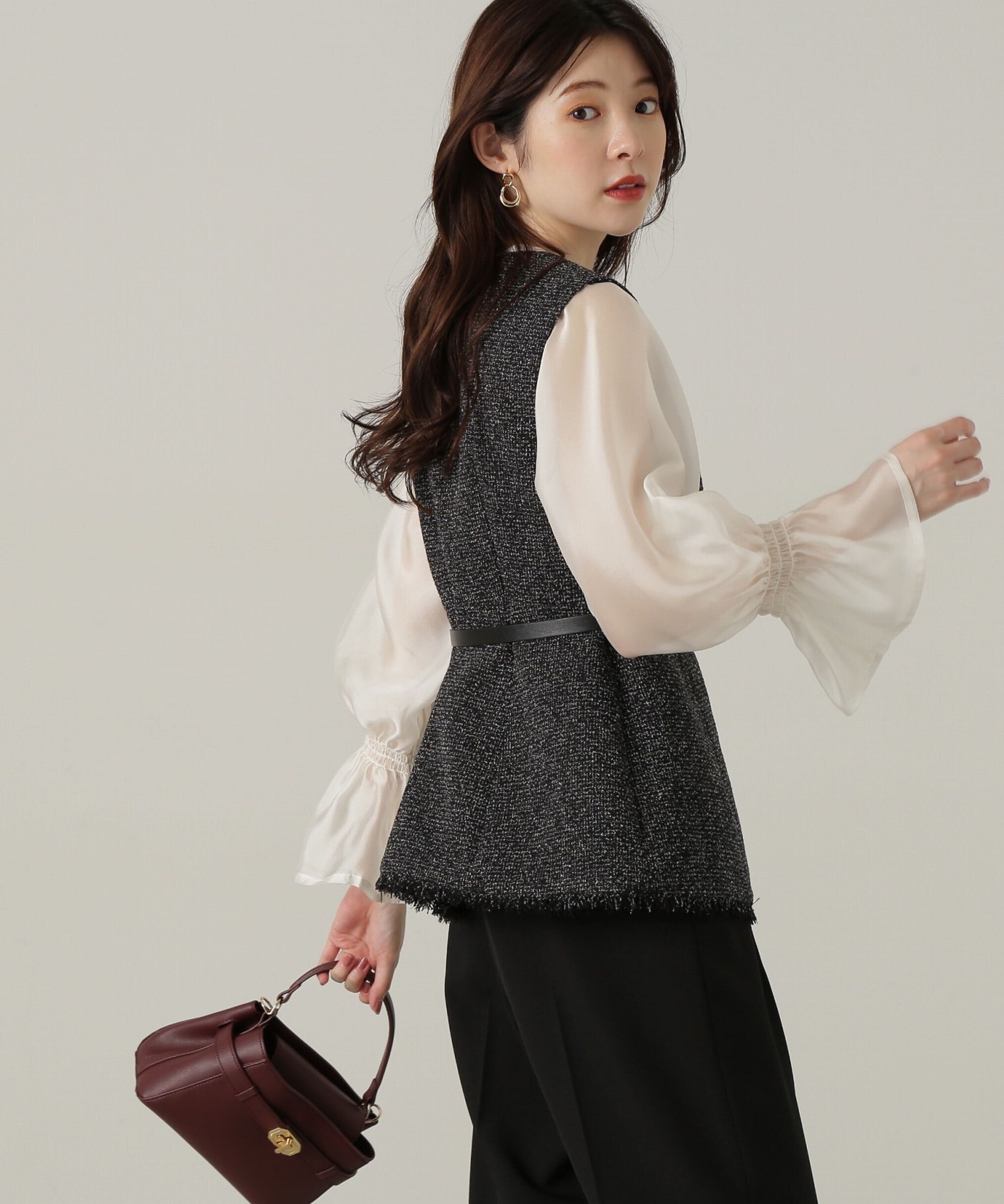 PROPORTION BODY DRESSING「ベルト付きペプラムツイードジレ24AW」|その他|