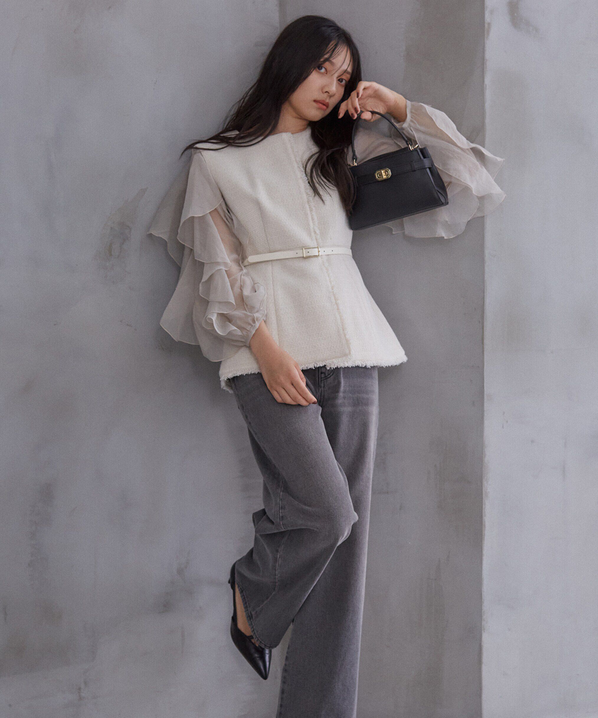 PROPORTION BODY DRESSING「ベルト付きペプラムツイードジレ24AW」|その他|エクリュ1