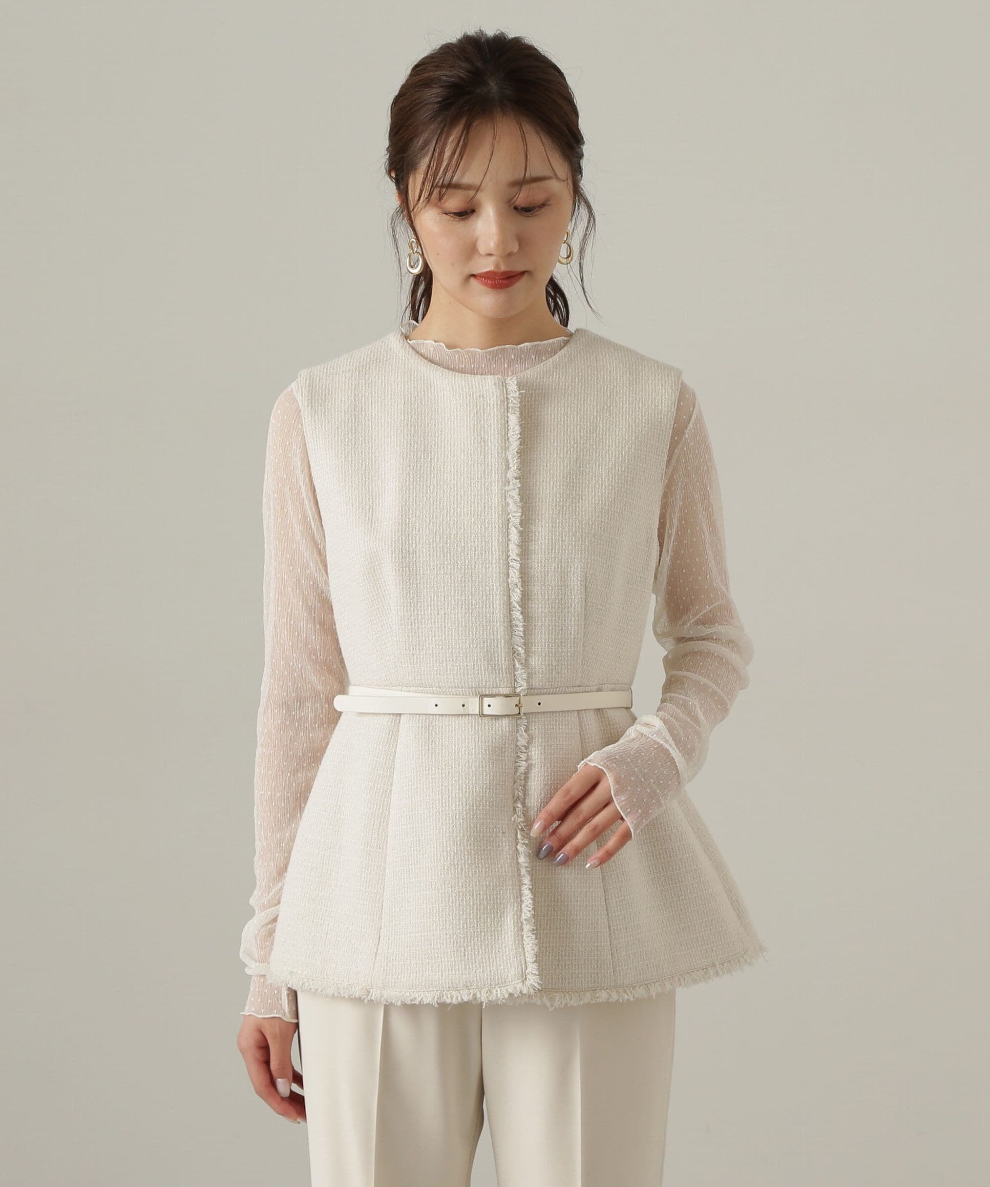PROPORTION BODY DRESSING「ベルト付きペプラムツイードジレ24AW」|その他|