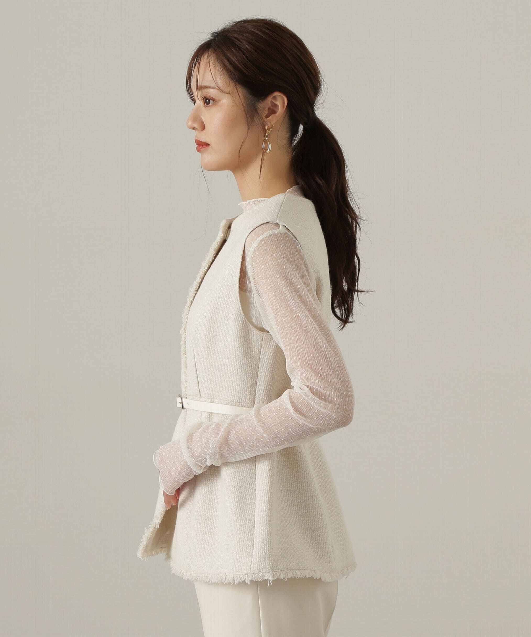 PROPORTION BODY DRESSING「ベルト付きペプラムツイードジレ24AW」|その他|