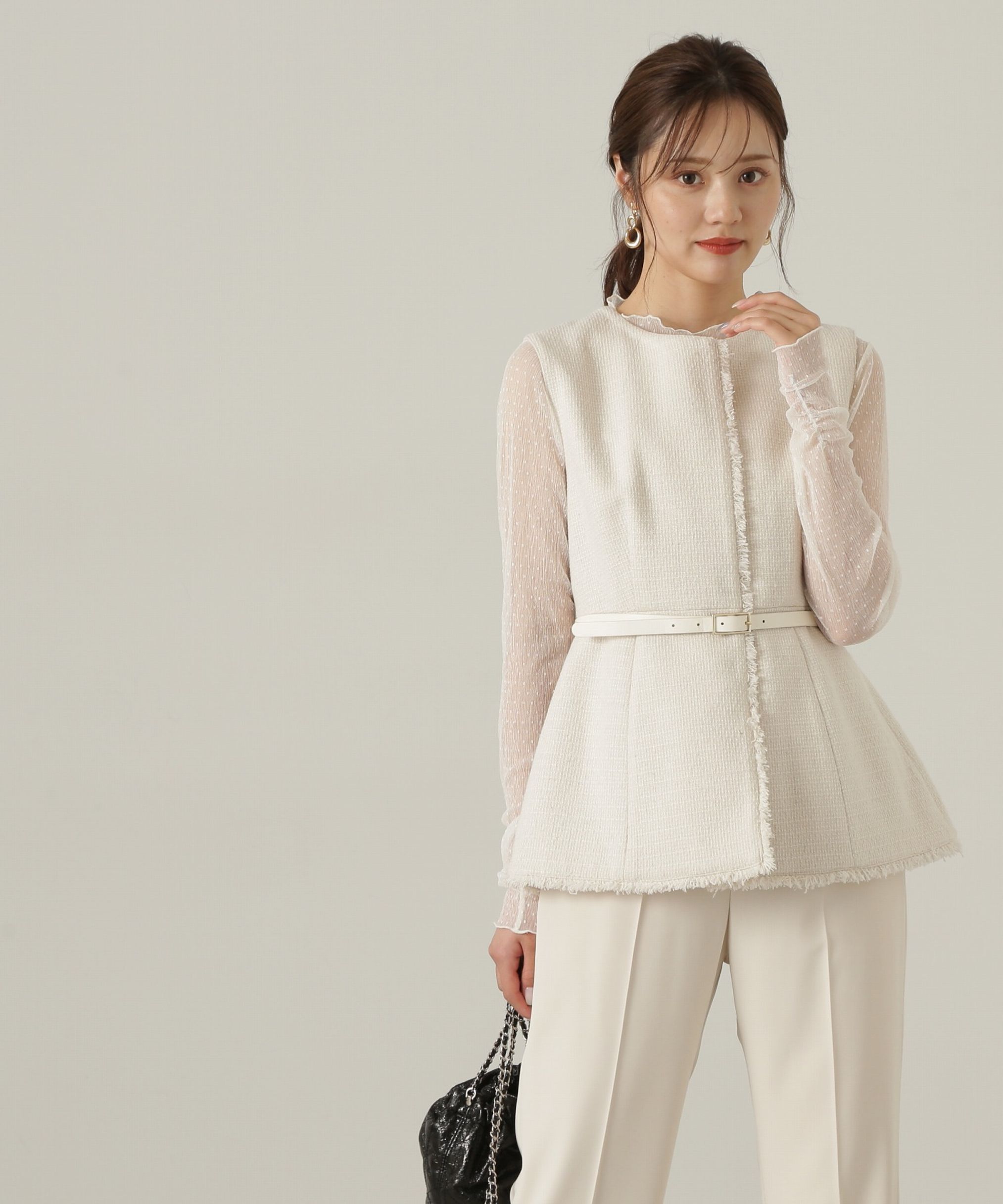 PROPORTION BODY DRESSING「ベルト付きペプラムツイードジレ24AW」|その他|