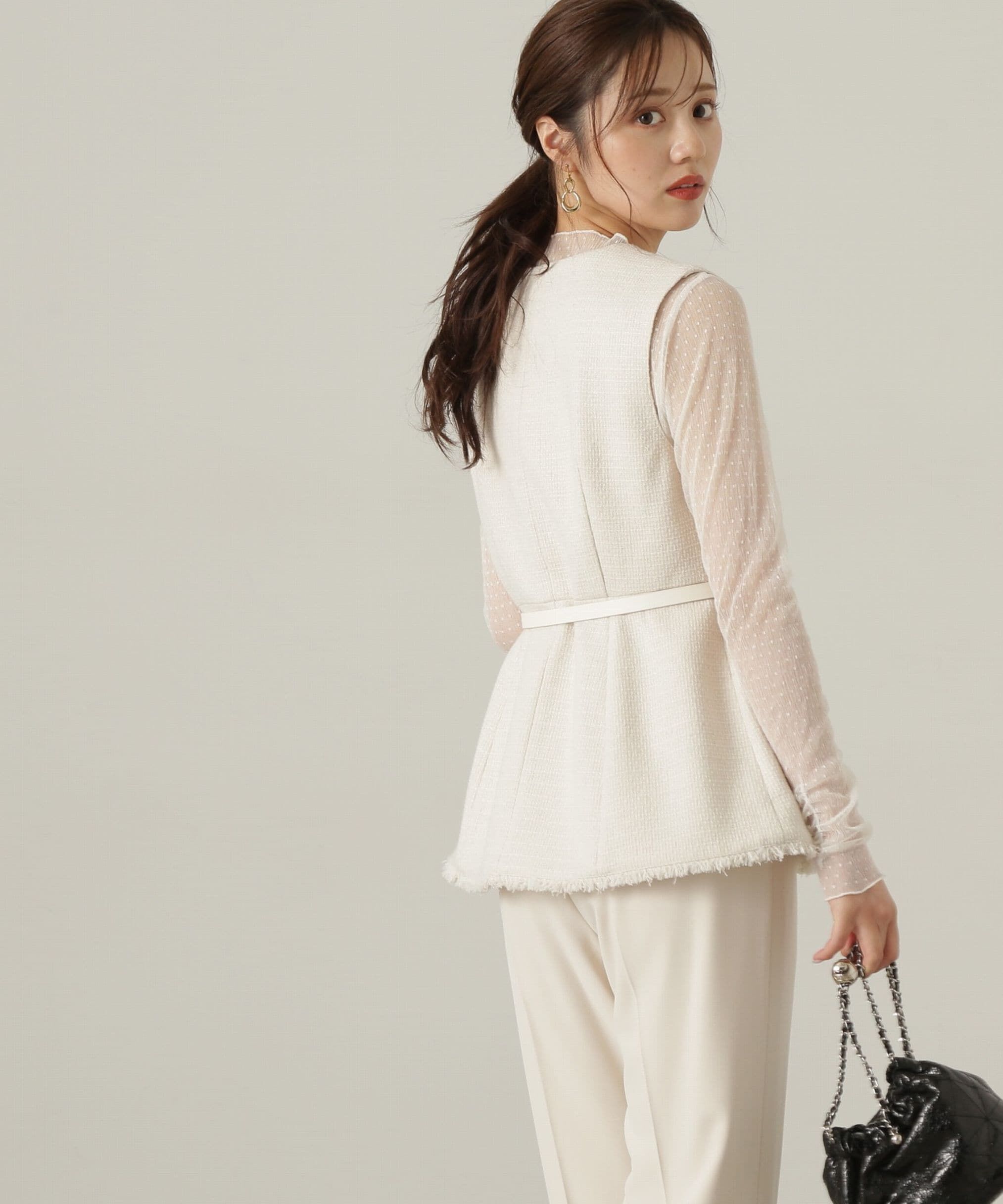 PROPORTION BODY DRESSING「ベルト付きペプラムツイードジレ24AW」|その他|