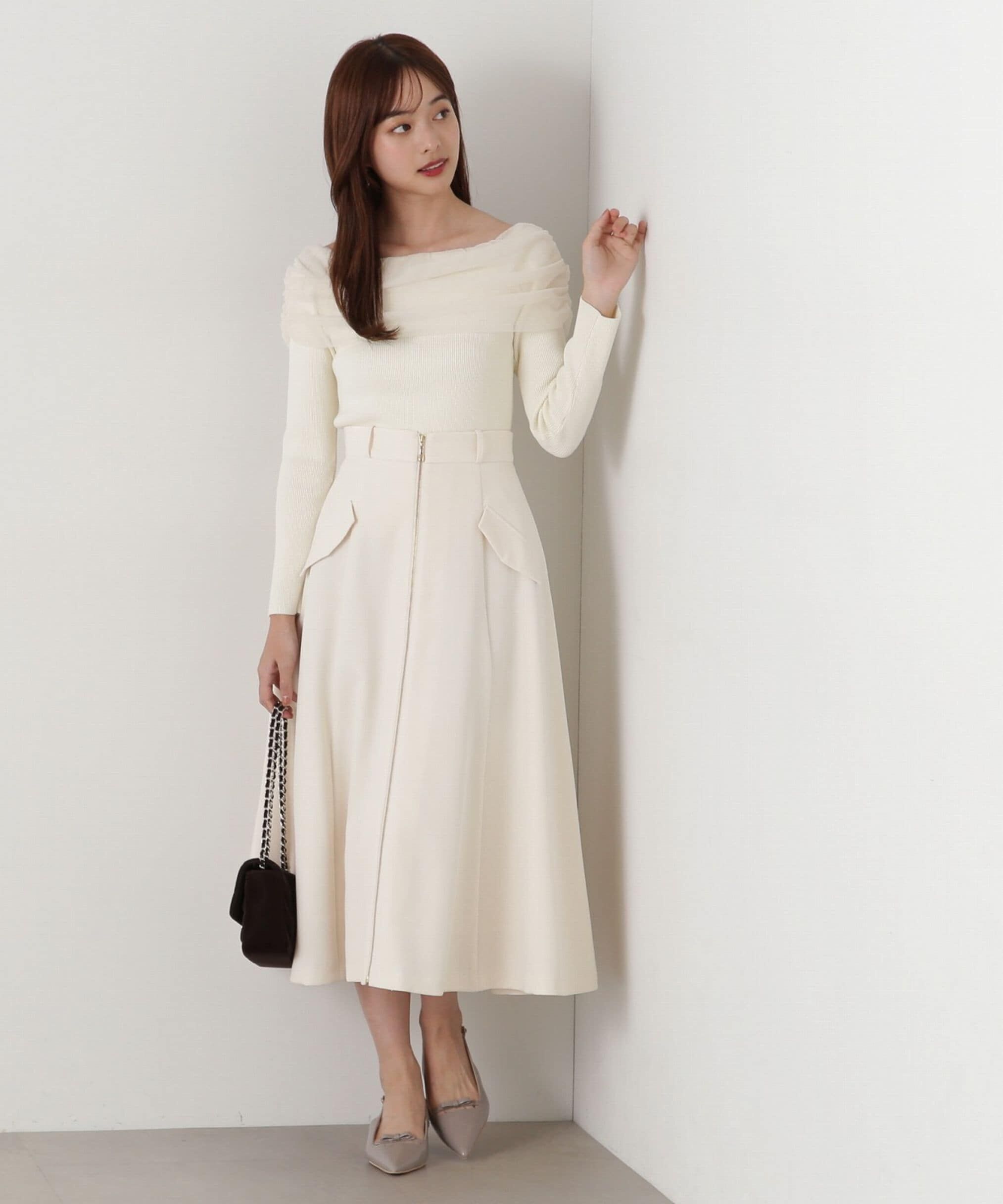 PROPORTION BODY DRESSING「フロントファスナーフレアスカート」|スカート|