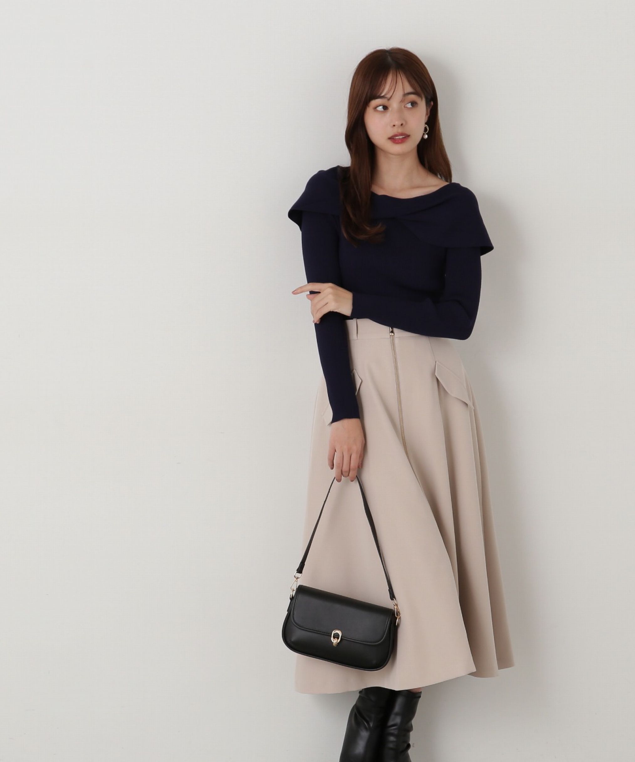 PROPORTION BODY DRESSING「フロントファスナーフレアスカート」|スカート|