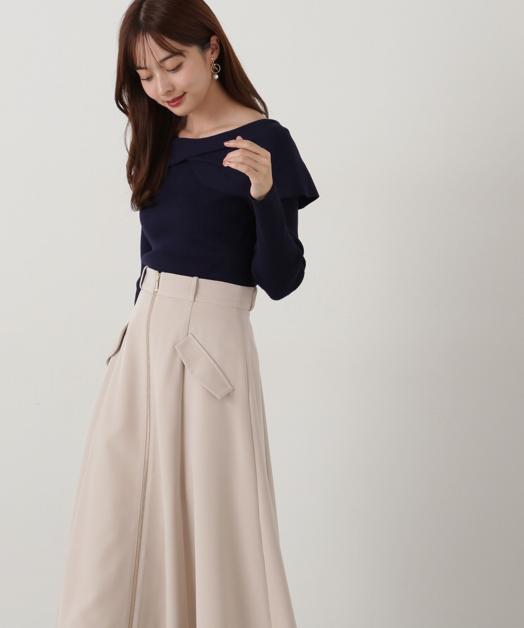 PROPORTION BODY DRESSING「フロントファスナーフレアスカート」|スカート|