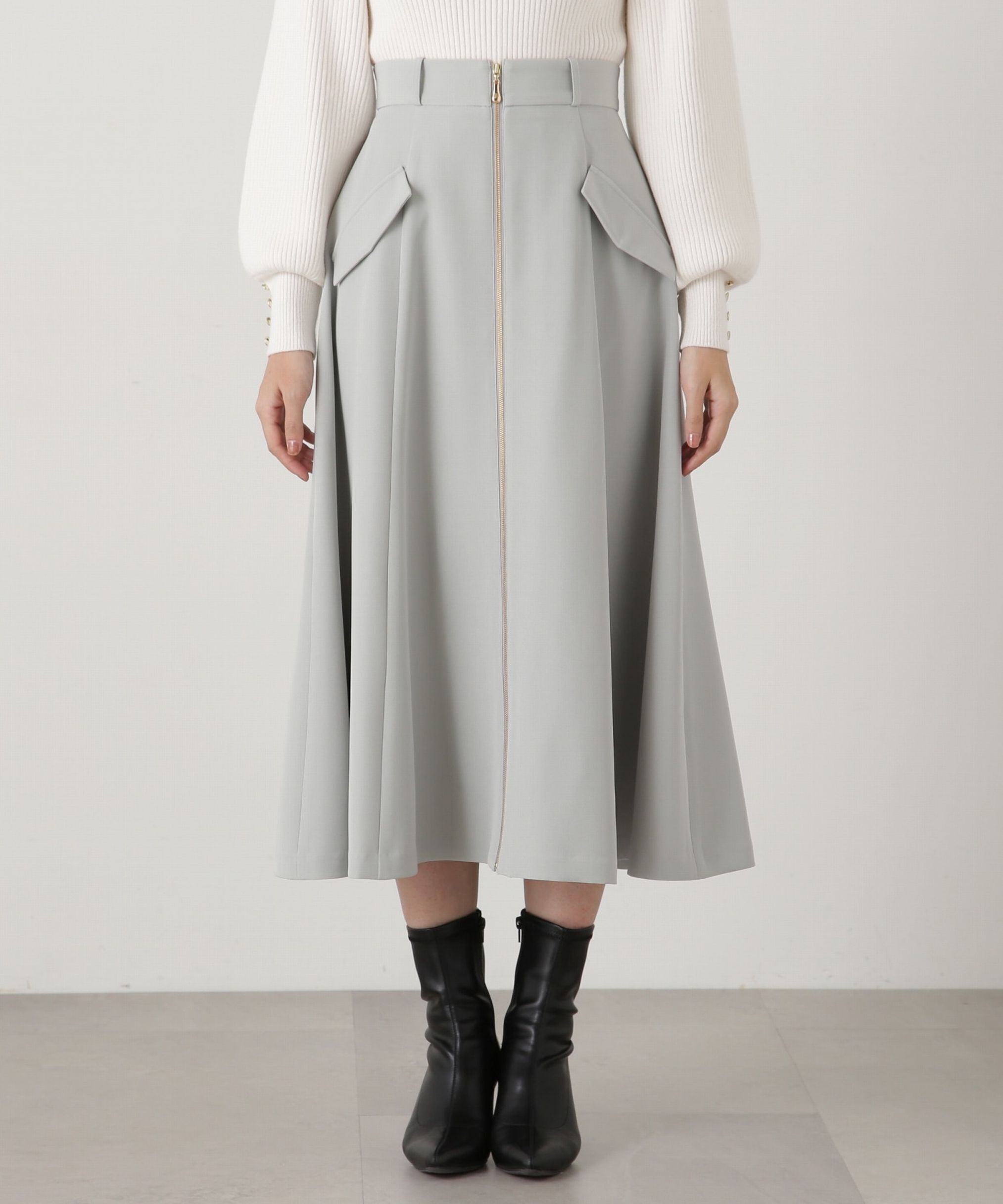 PROPORTION BODY DRESSING「フロントファスナーフレアスカート」|スカート|