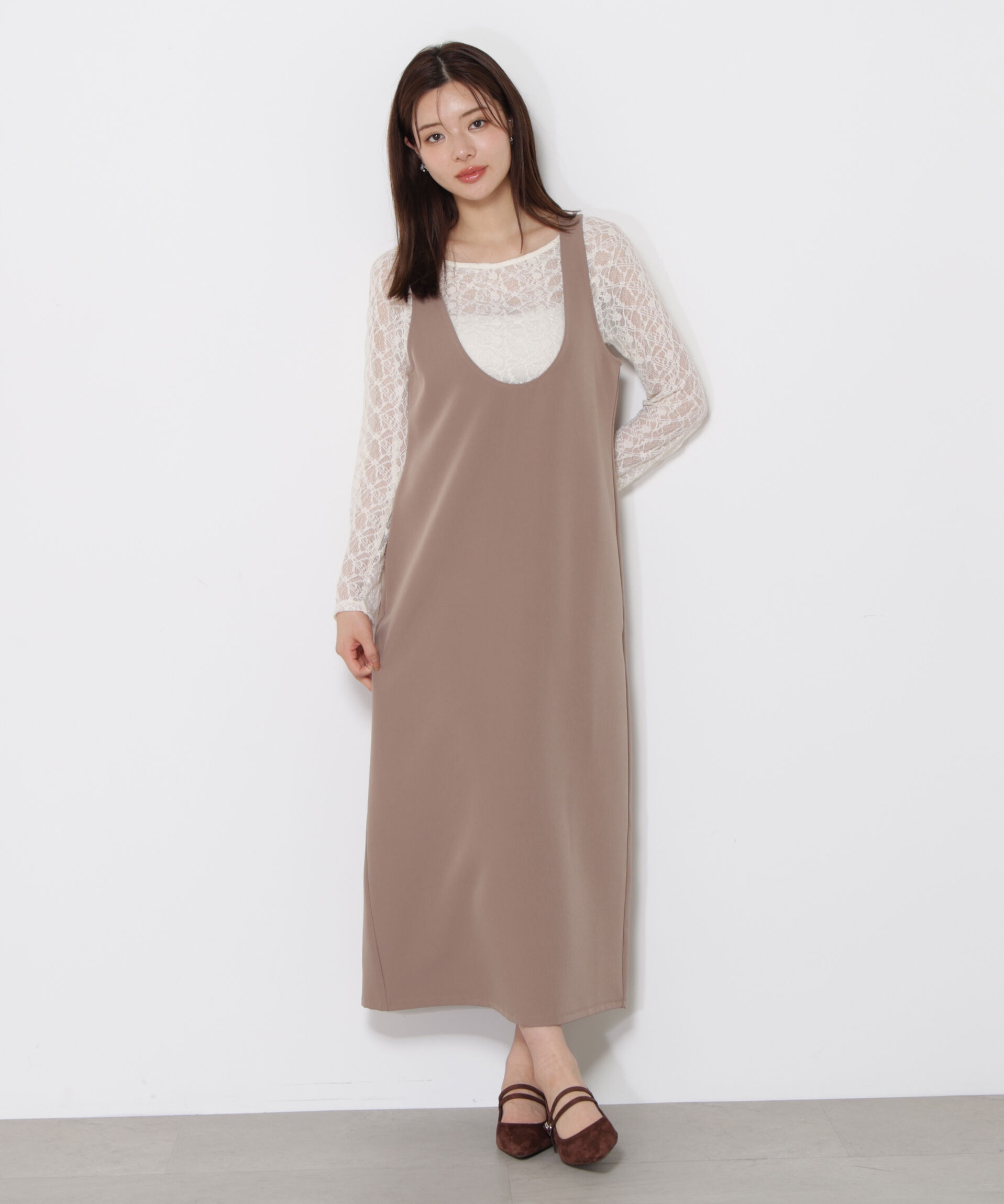 PROPORTION BODY DRESSING「Uネックジャンスカ SETUP」|ワンピース|モカ&times;ホワイ  1