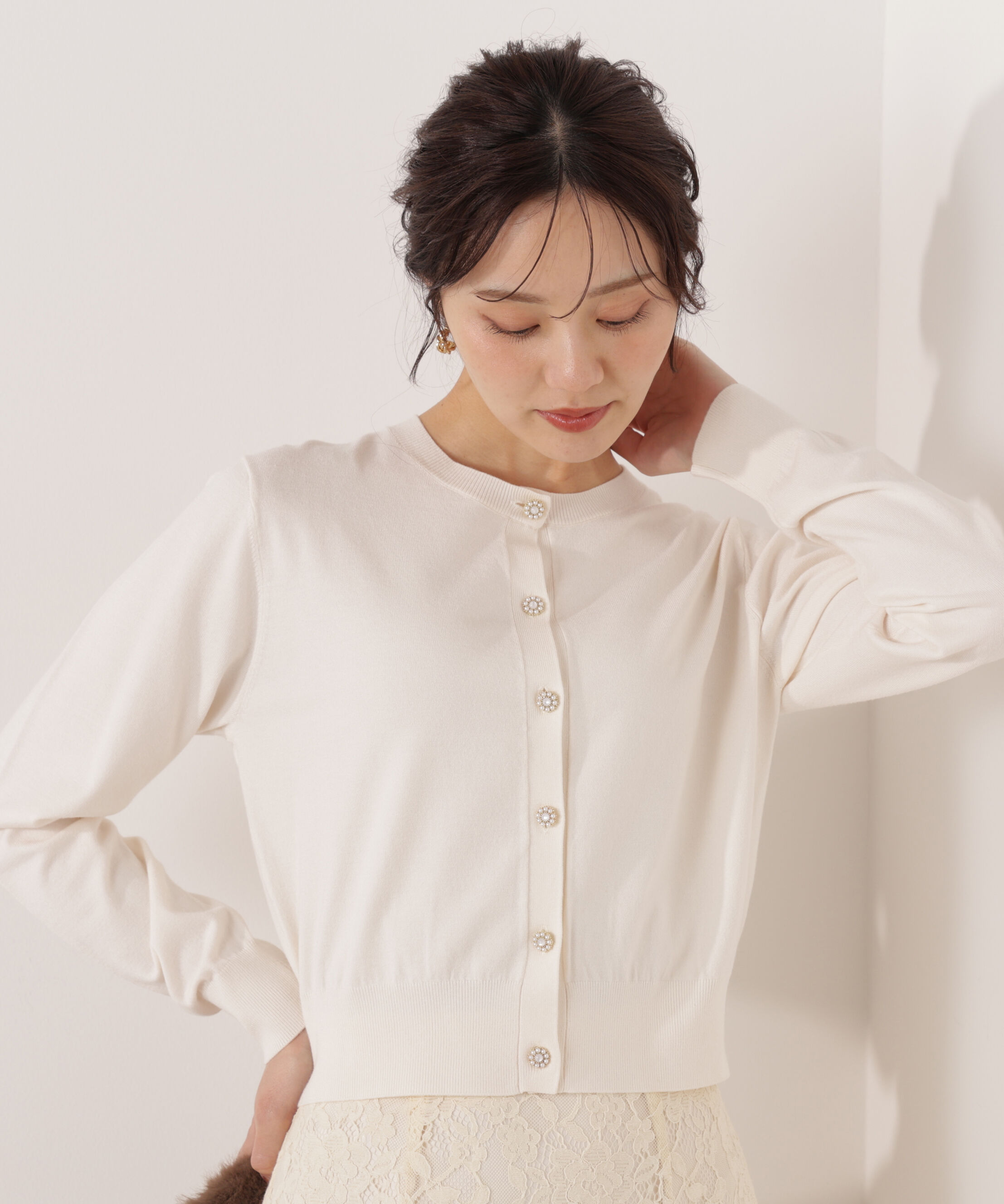 PROPORTION BODY DRESSING「＜ウォッシャブル＞キラ釦カーディガン」|カーディガン|