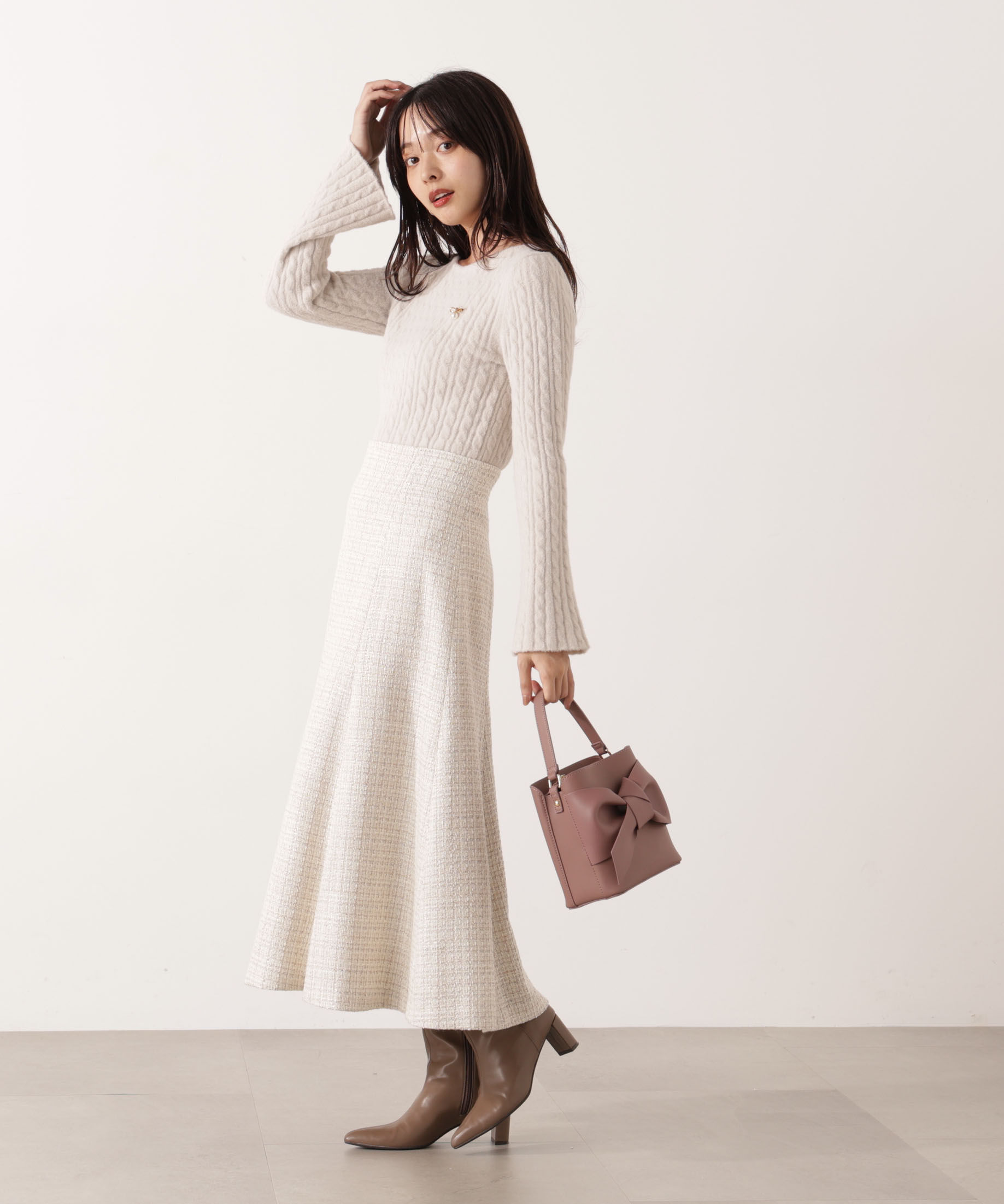 PROPORTION BODY DRESSING「チャーム付きミニケーブルニット  25AW」|ニット・セーター|