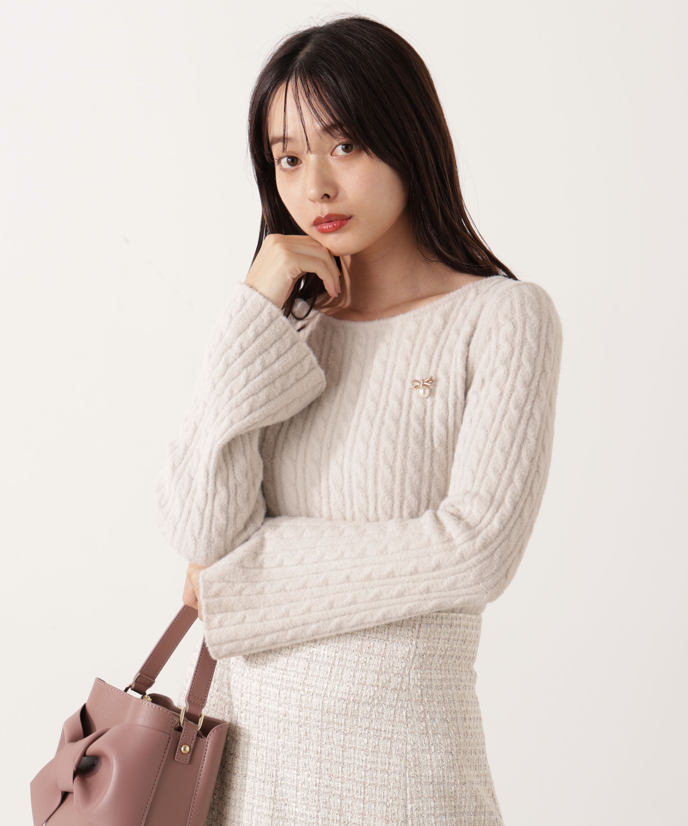 PROPORTION BODY DRESSING「チャーム付きミニケーブルニット  25AW」|ニット・セーター|