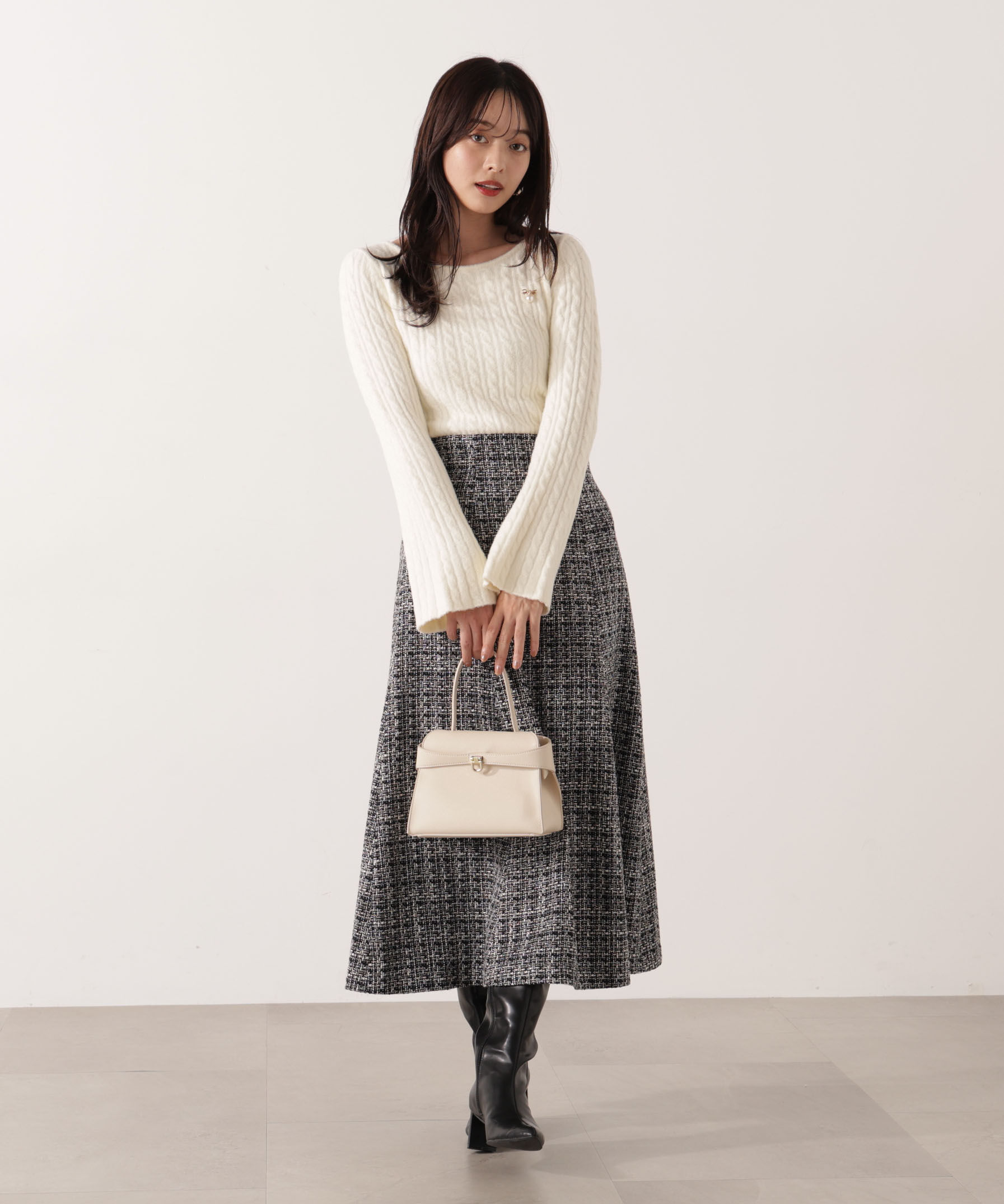 PROPORTION BODY DRESSING「チャーム付きミニケーブルニット  25AW」|ニット・セーター|
