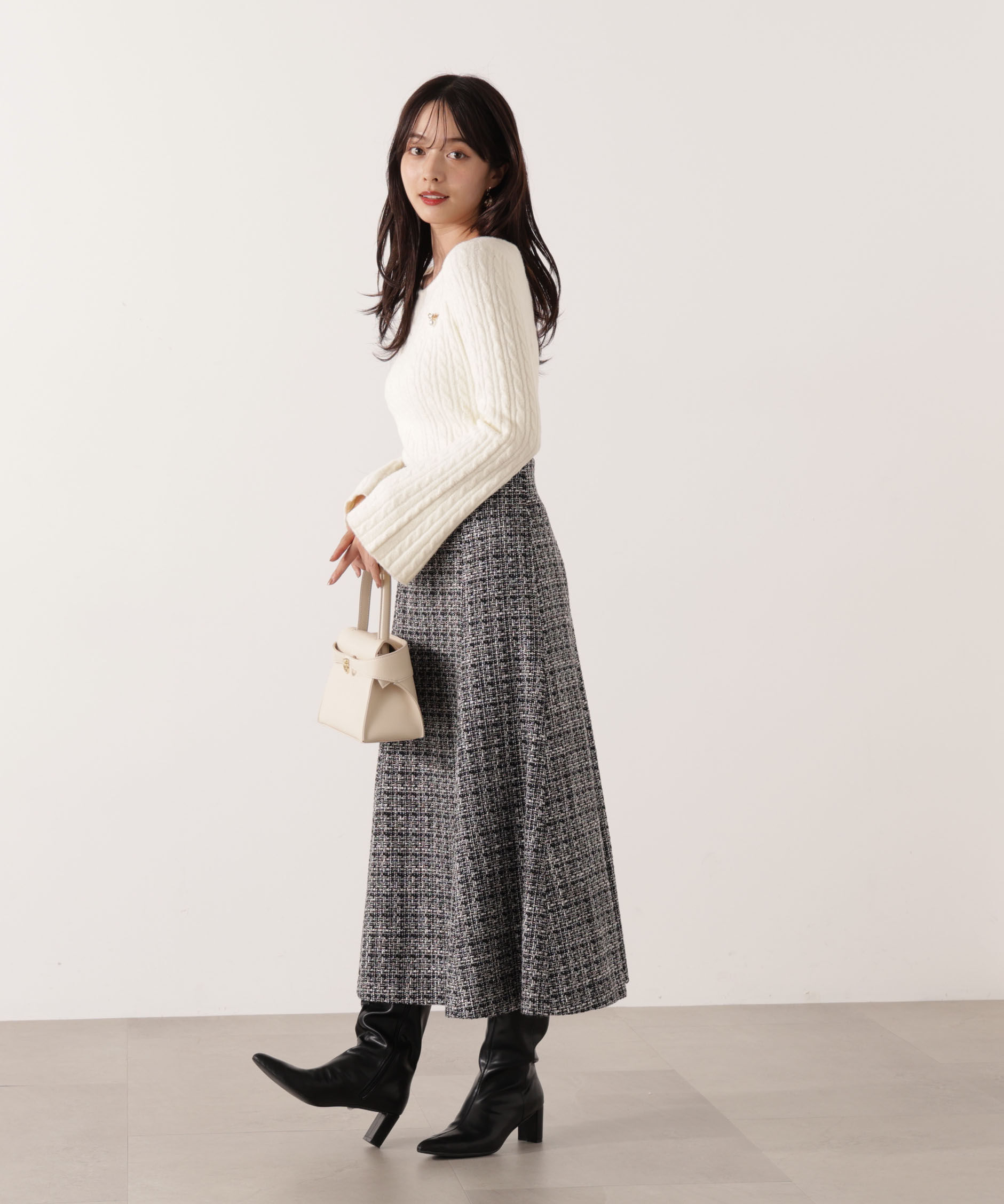 PROPORTION BODY DRESSING「チャーム付きミニケーブルニット  25AW」|ニット・セーター|