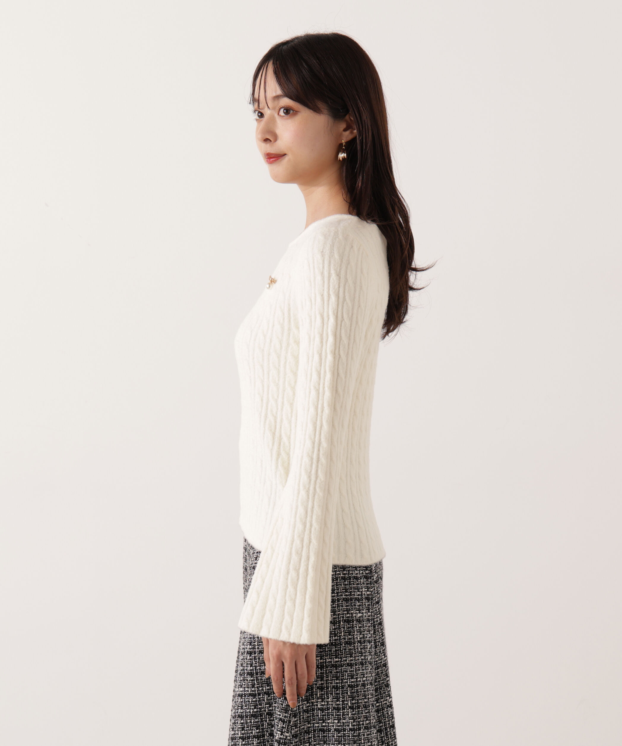 PROPORTION BODY DRESSING「チャーム付きミニケーブルニット  25AW」|ニット・セーター|